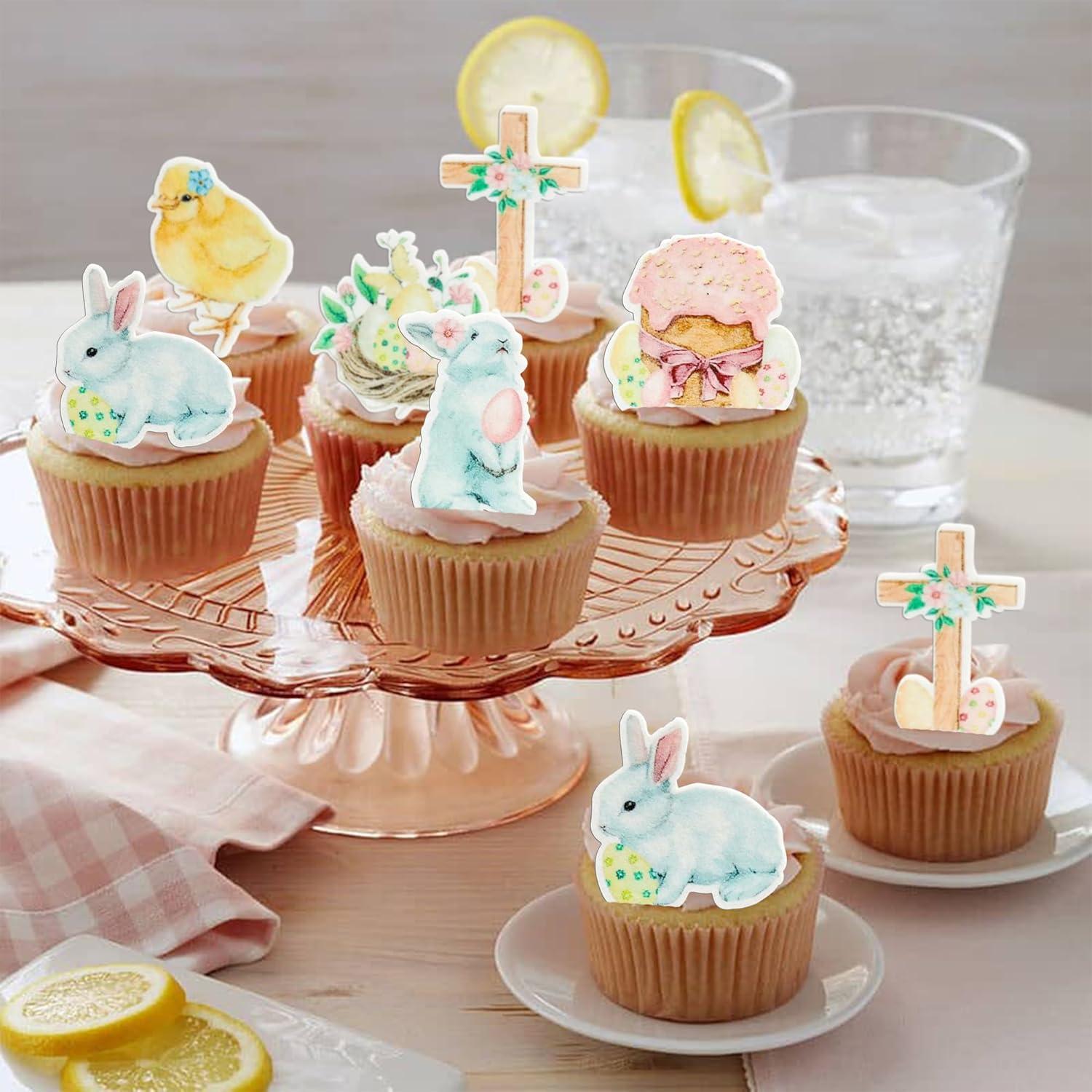 48 Piezas Decoraciones Comestibles de Cupcake Gyufise Pascua