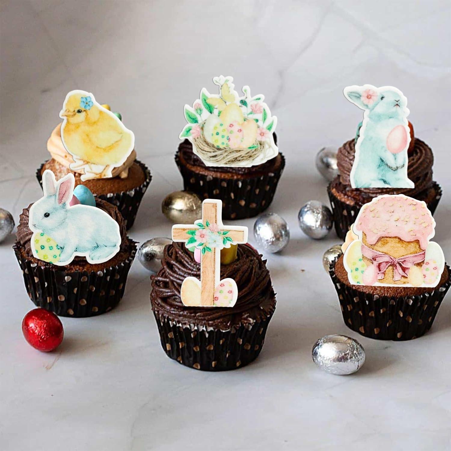 48 Piezas Decoraciones Comestibles de Cupcake Gyufise Pascua