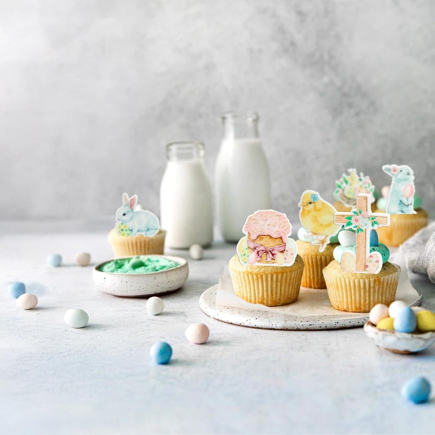 48 Piezas Decoraciones Comestibles de Cupcake Gyufise Pascua