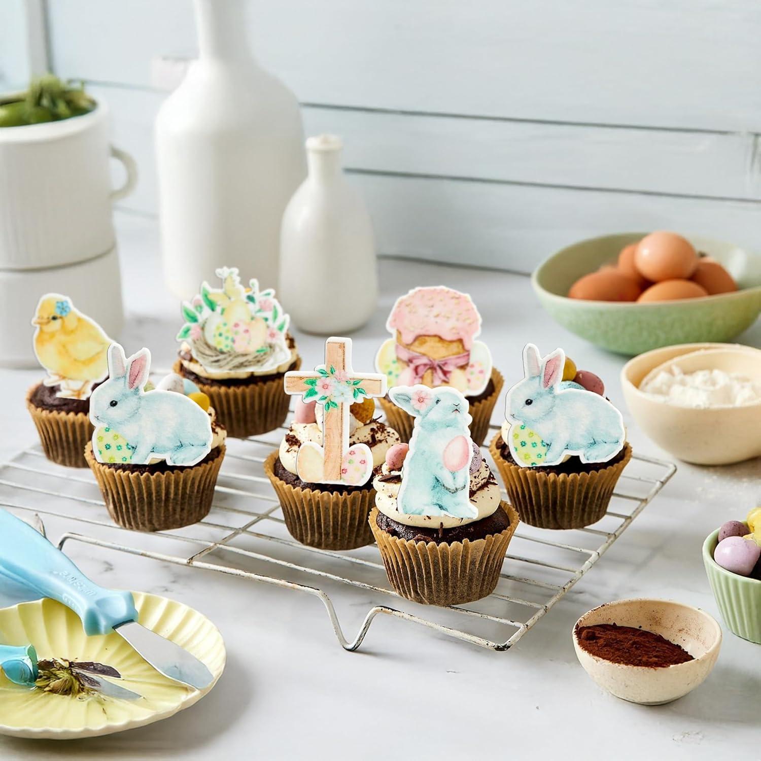 48 Piezas Decoraciones Comestibles de Cupcake Gyufise Pascua