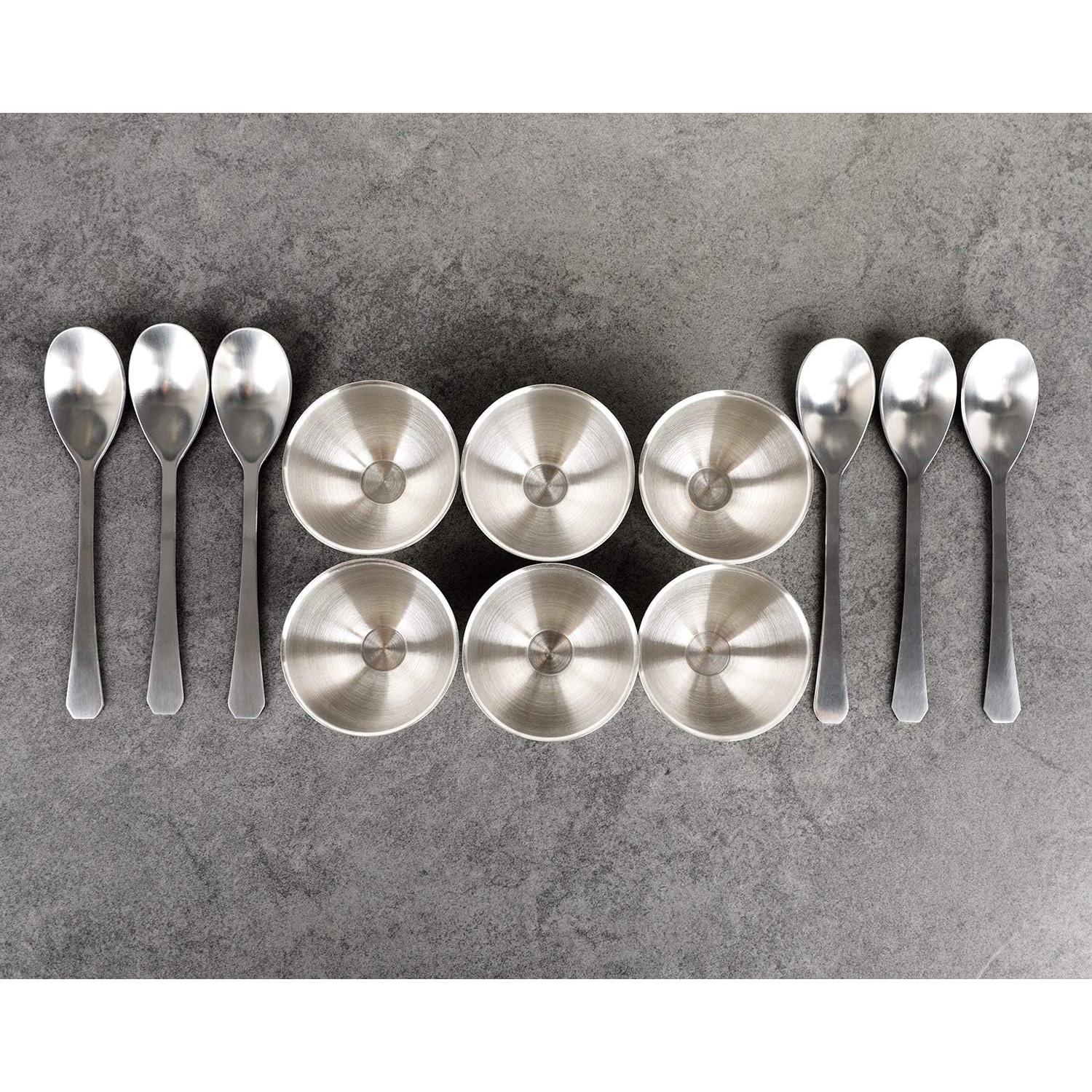 Juego de Tazas de Huevo Acero Inoxidable 6 Soportes y Cucharas