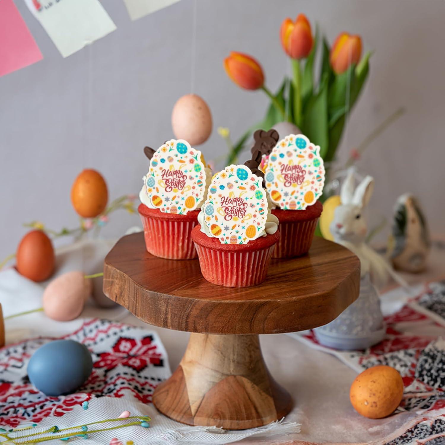 Ephlyn 50 Piezas Decoraciones de Pascua para Cupcakes - Papel