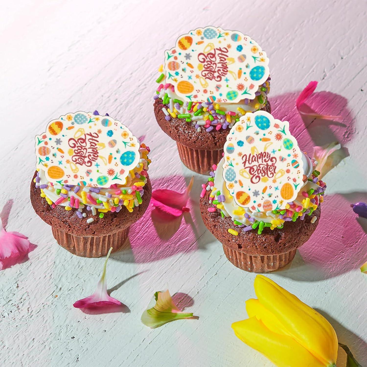 Ephlyn 50 Piezas Decoraciones de Pascua para Cupcakes - Papel
