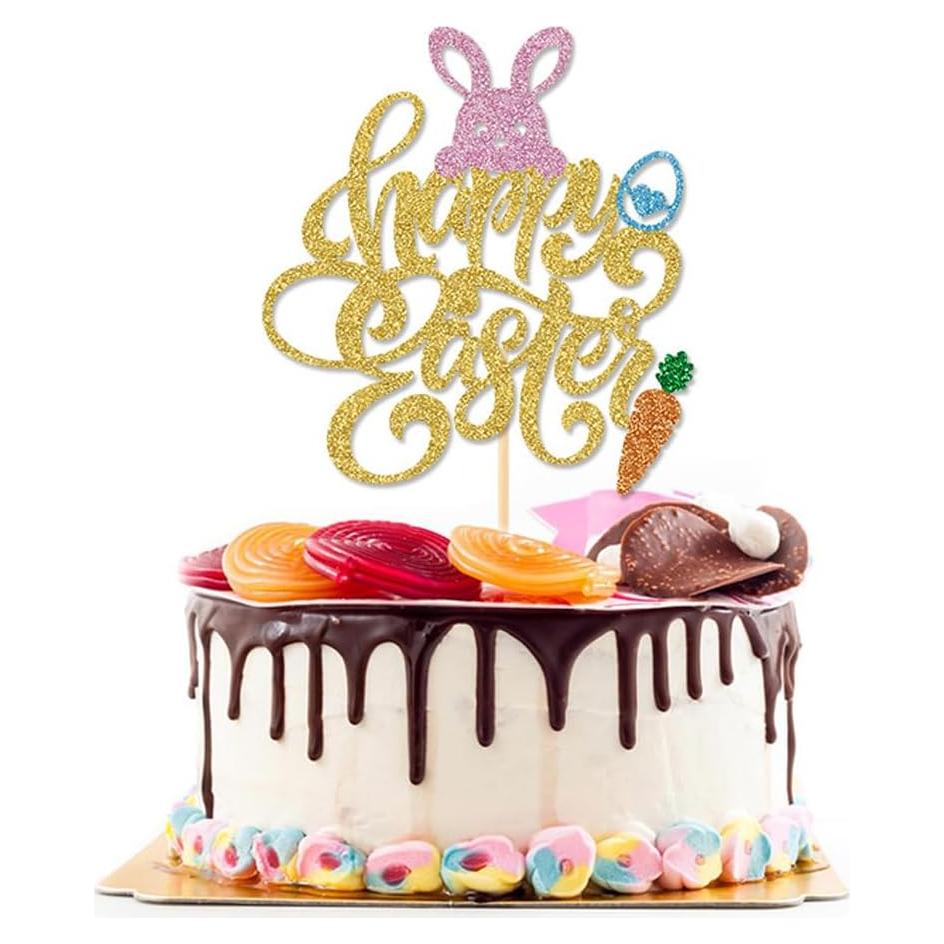 Adorno de Pastel Feliz Pascua UXYOKM 24.5x21cm Zanahoria Huevo