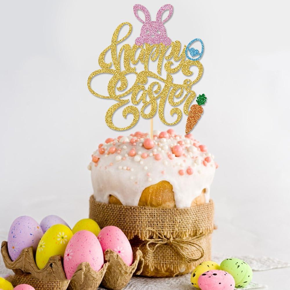 Adorno de Pastel Feliz Pascua UXYOKM 24.5x21cm Zanahoria Huevo