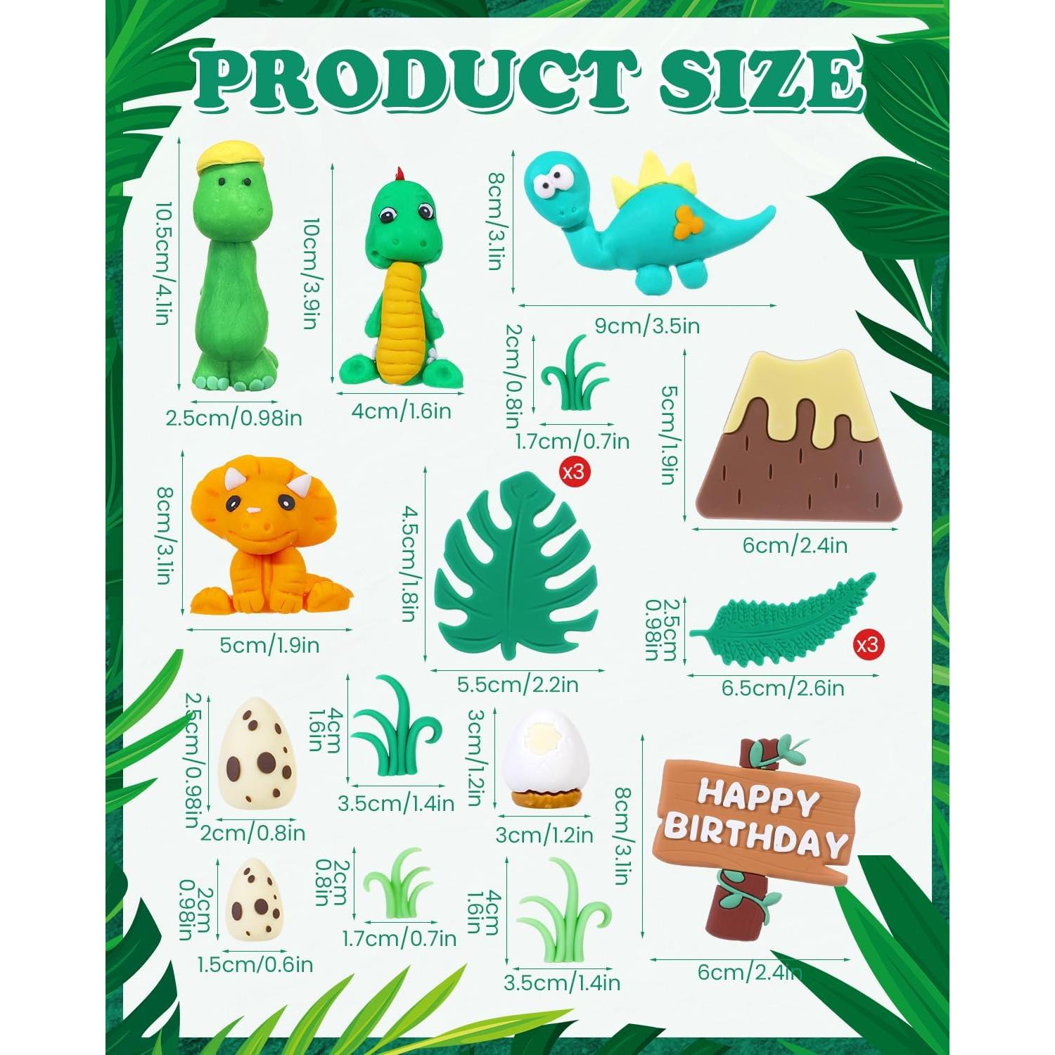 Juego de 19 Piezas Decoración Pastel Dinosaurio Glavatrix