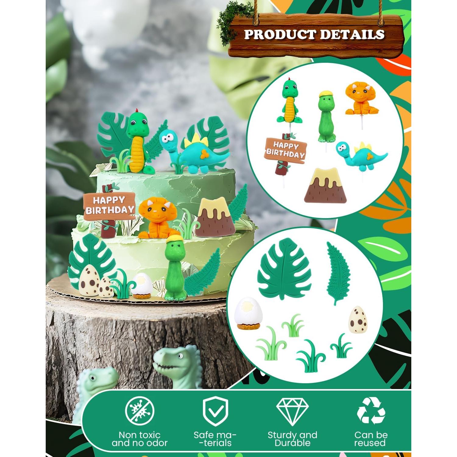 Juego de 19 Piezas Decoración Pastel Dinosaurio Glavatrix