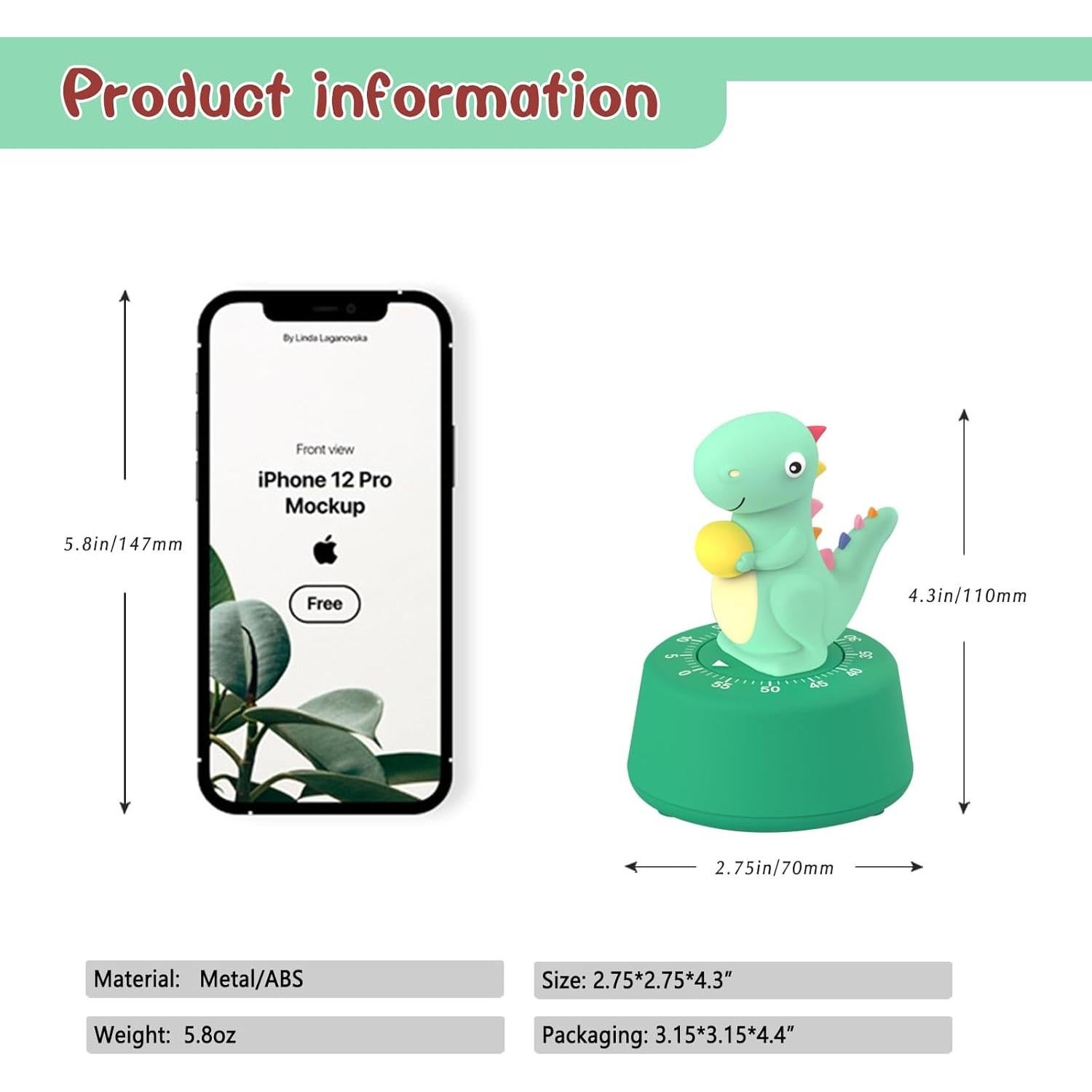 Temporizador Mecánico de Cocina ELE DEPI 60 Minutos Verde Claro