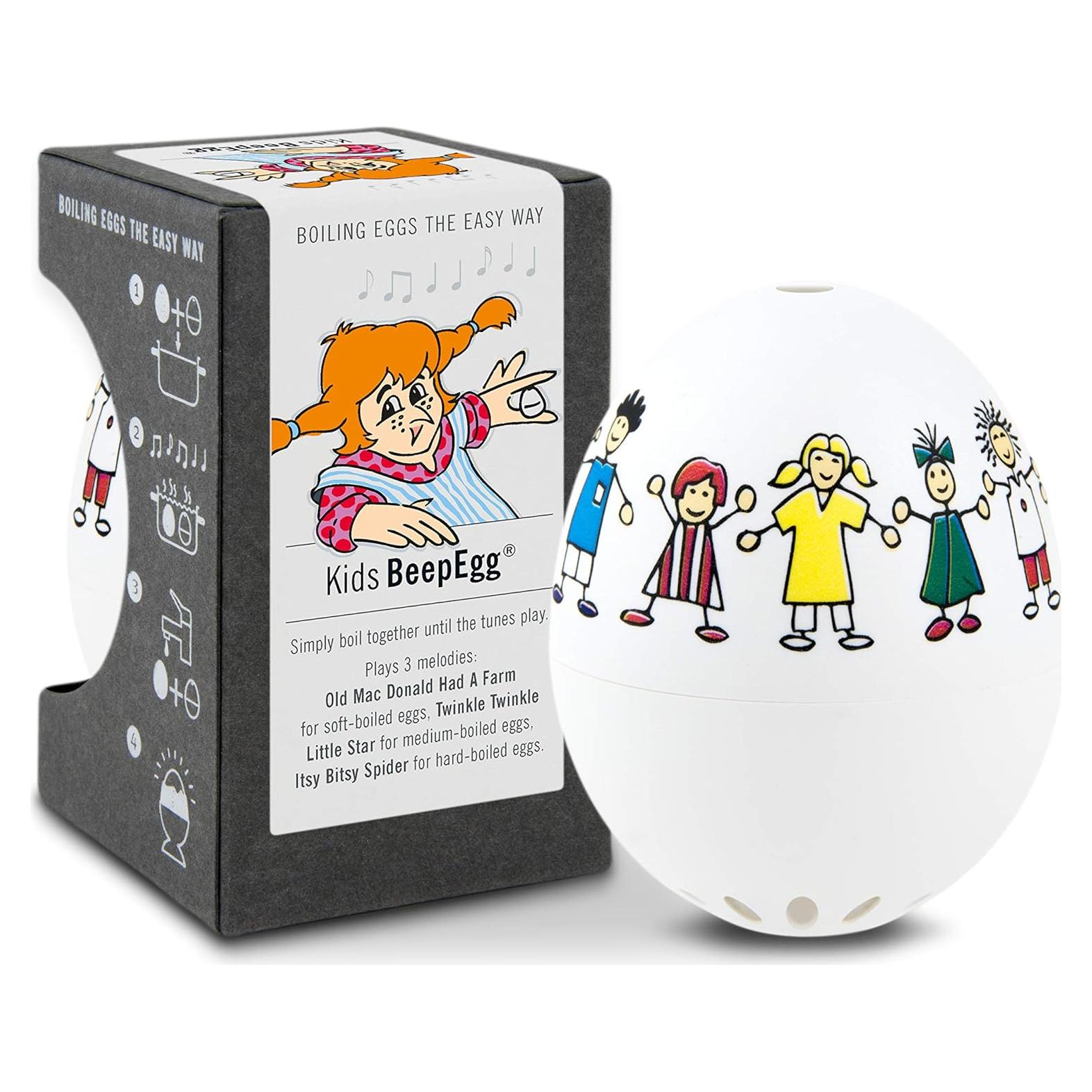 Kids BeepEgg – Egg Timer for Boiling Eggs – Musical Egg Cooker for Soft, Medium, Hard Boiled Eggs – Food Safe – Singing Floating Egg Timer – Egg Cooker for 3 Levels of Doneness - Brainstream