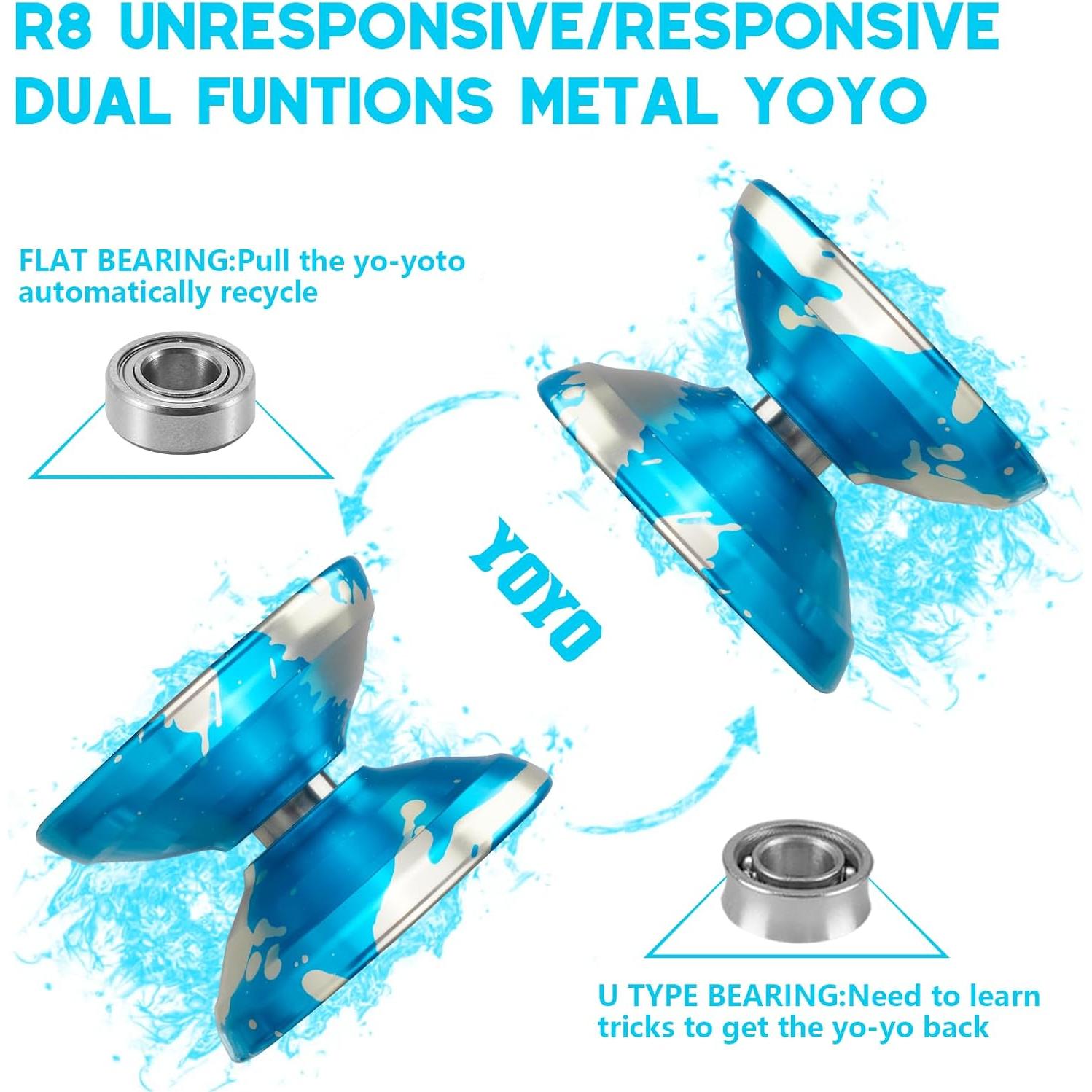 Yoyo WATIEOBOO R8 Profesional Doble Función Azul Plata