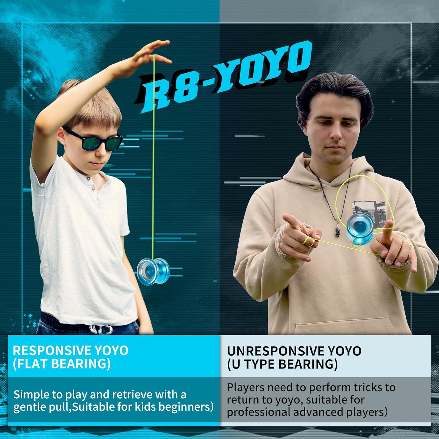 Yoyo WATIEOBOO R8 Profesional Doble Función Azul Plata