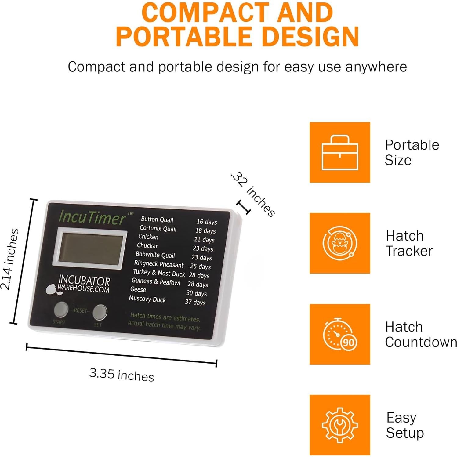 Temporizador de Incubadora de Huevos Incubator Warehouse 90 Días