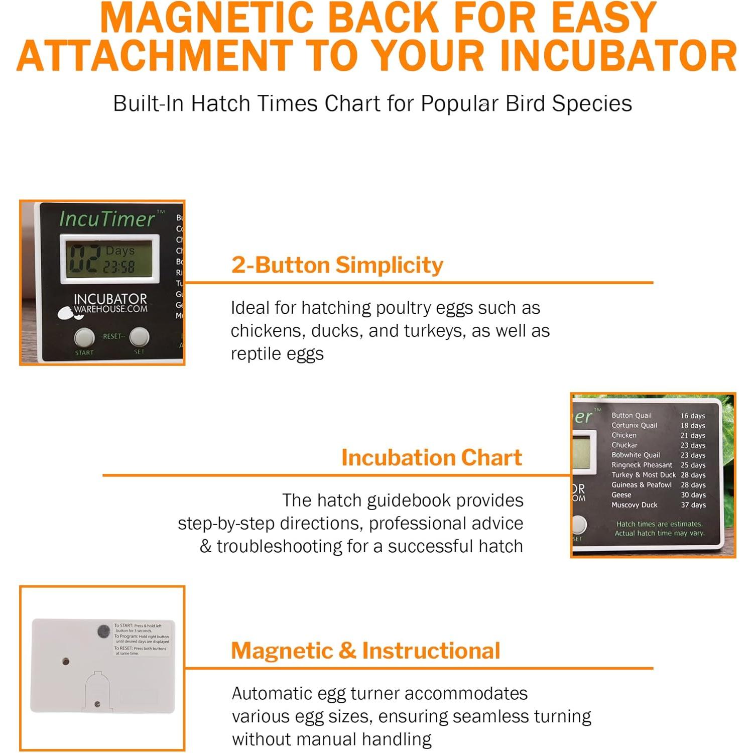 Temporizador de Incubadora de Huevos Incubator Warehouse 90 Días