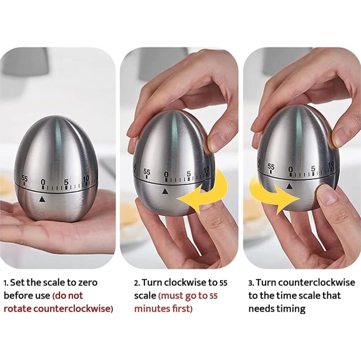 Temporizador de Cocina Mecánico Tomotato 2 Piezas Acero Inoxidable