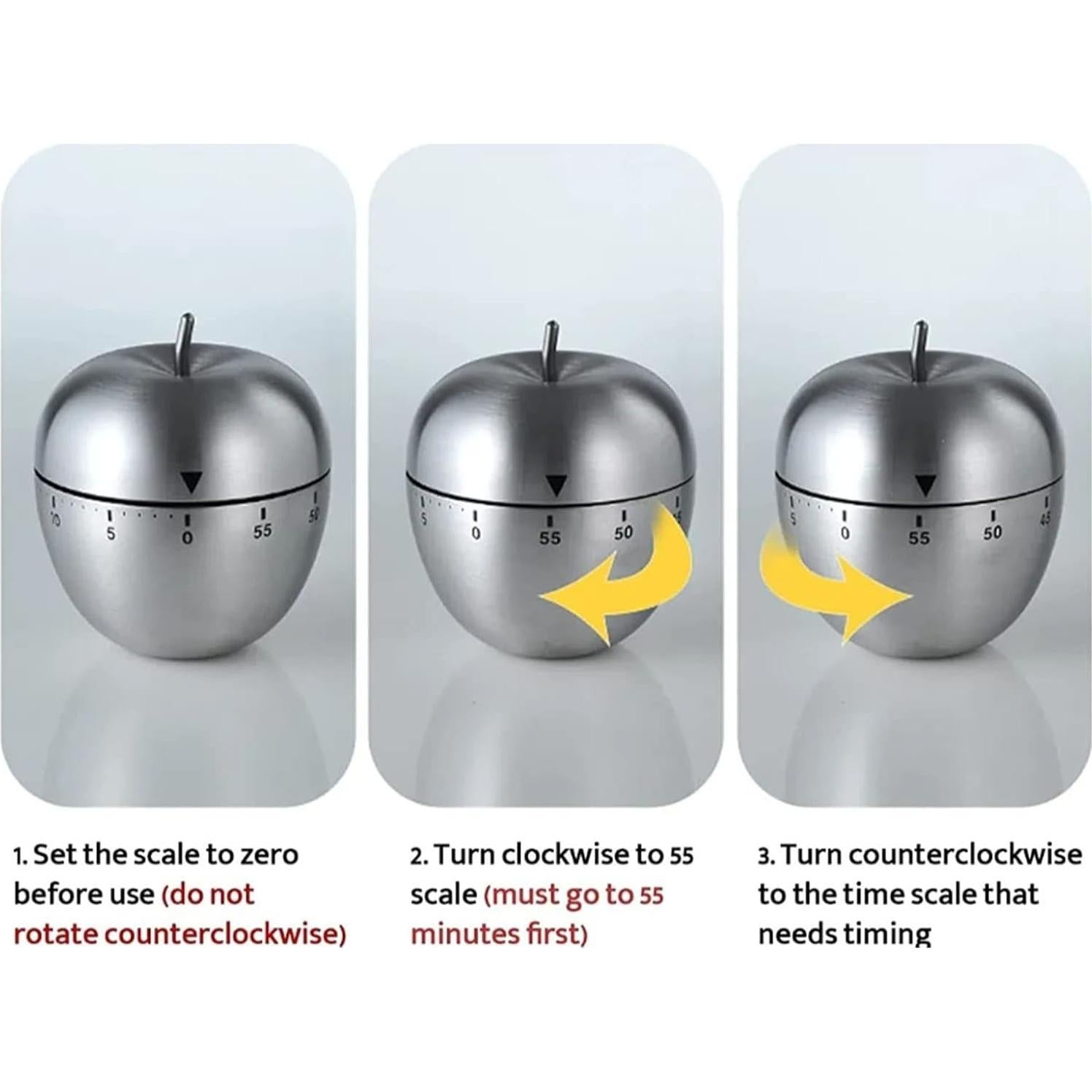 Temporizador de Cocina Mecánico Tomotato 2 Piezas Acero Inoxidable