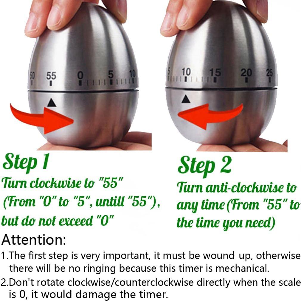 Temporizador mecánico FLTON 60 minutos acero inoxidable huevo