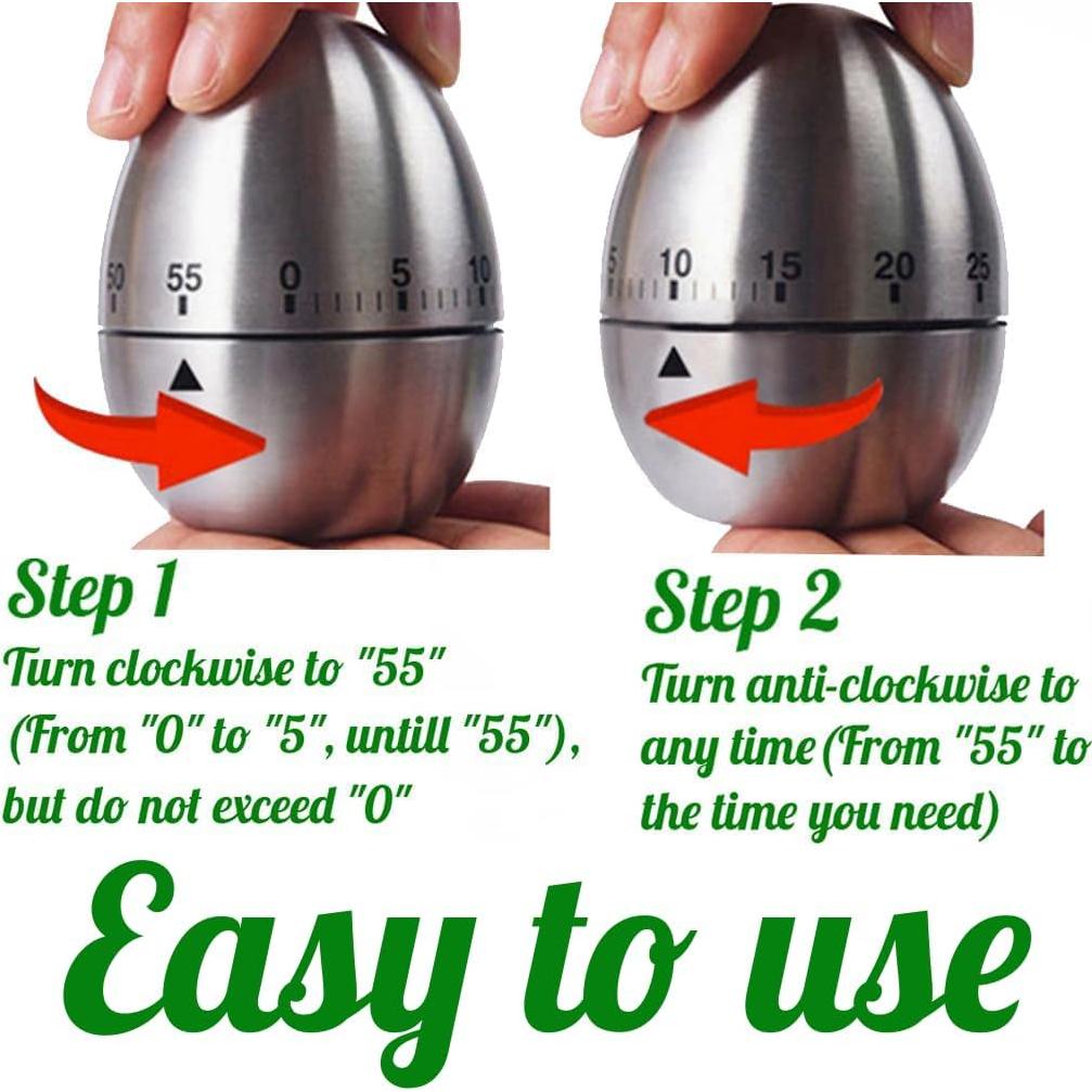 Temporizador mecánico FLTON 60 minutos acero inoxidable huevo