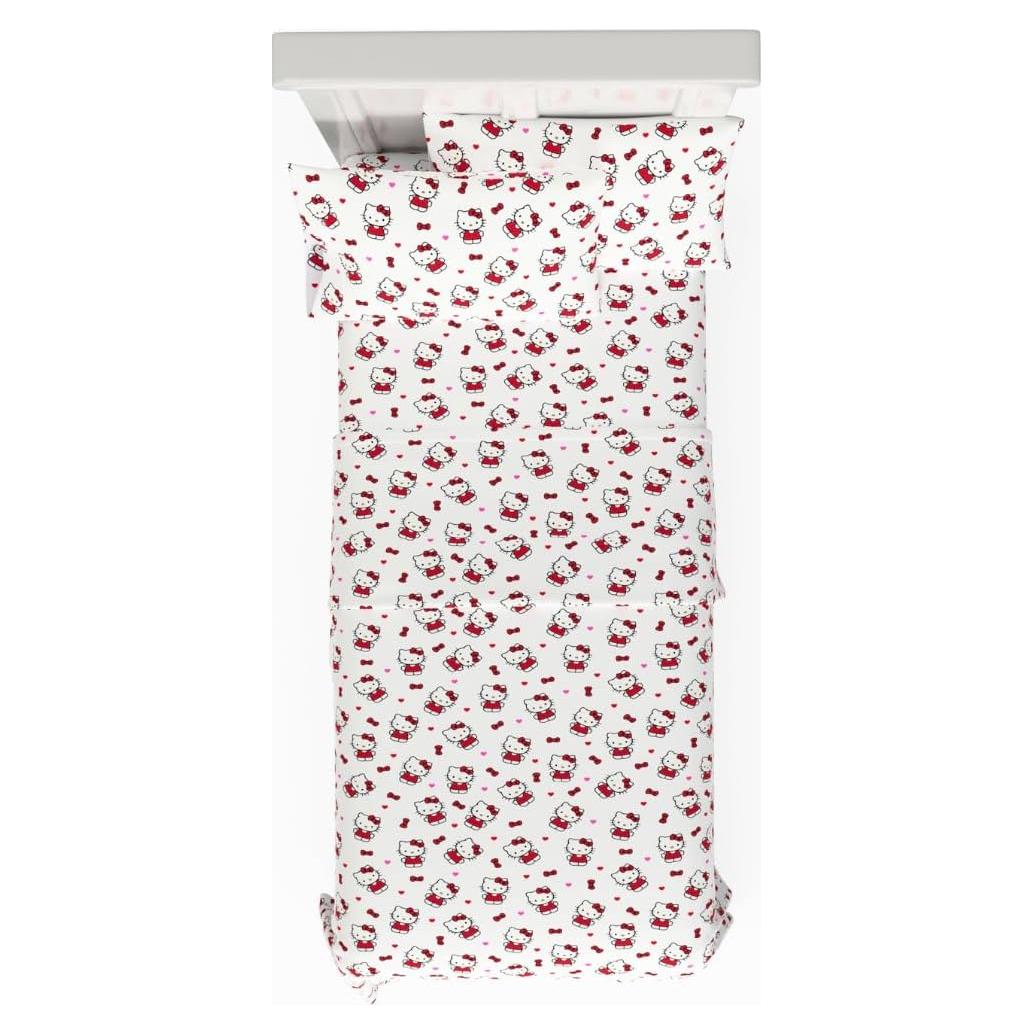 Juego de Sábanas Twin XL Hello Kitty 3 Piezas Algodón