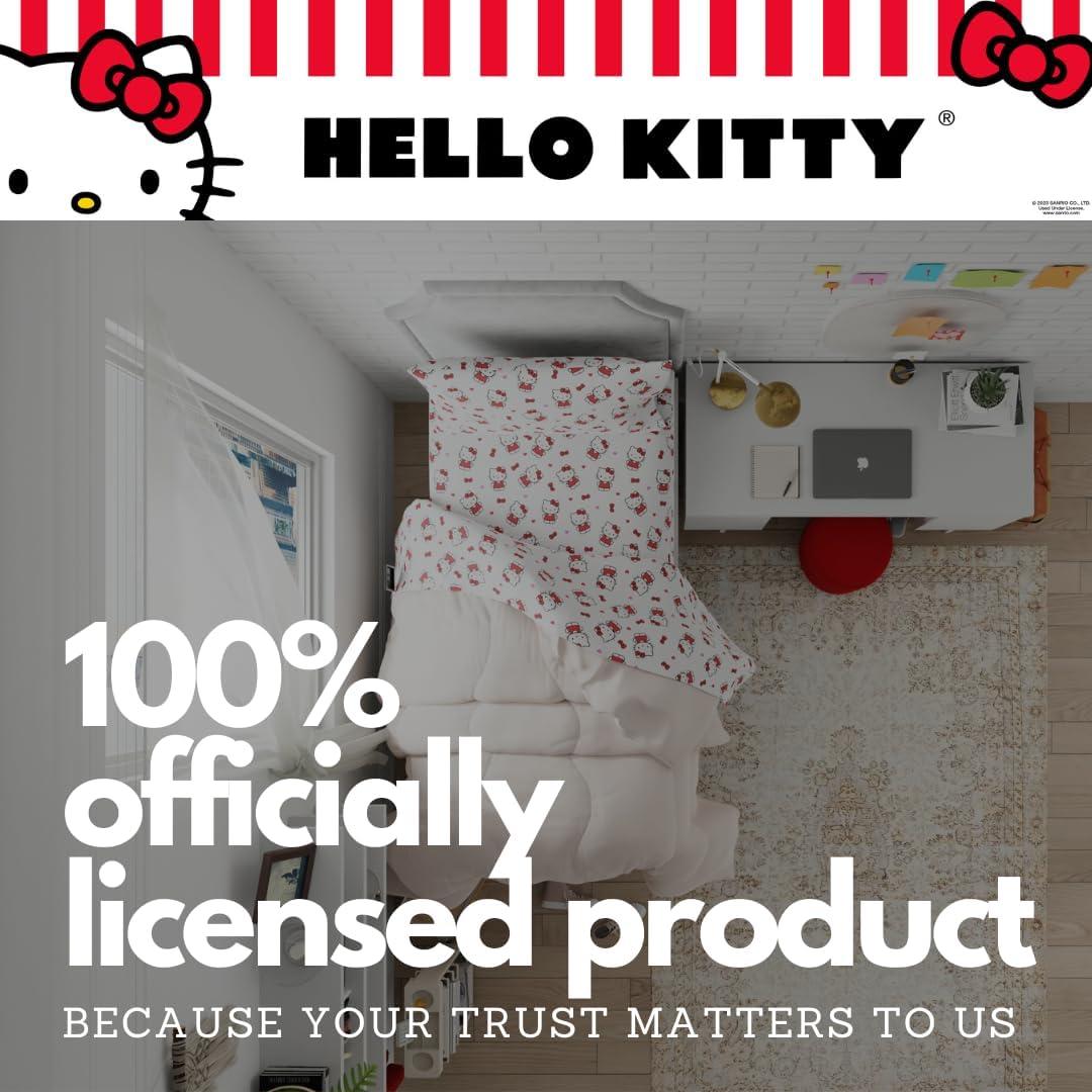 Juego de Sábanas Twin XL Hello Kitty 3 Piezas Algodón