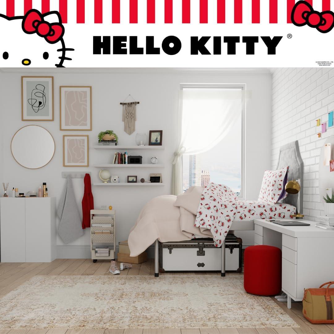 Juego de Sábanas Twin XL Hello Kitty 3 Piezas Algodón