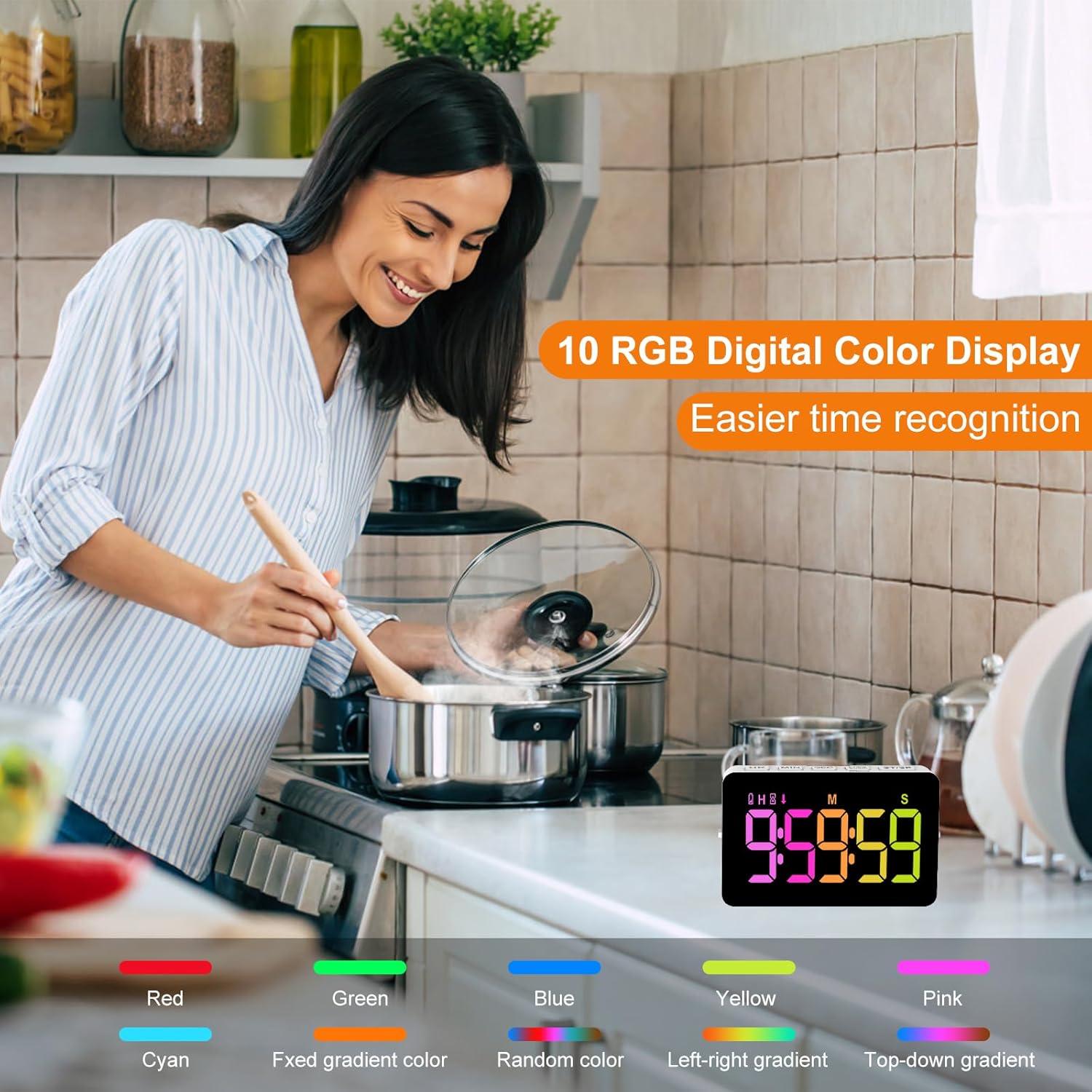 Temporizador Digital de Cocina PERSUPER 10 Horas RGB 5"