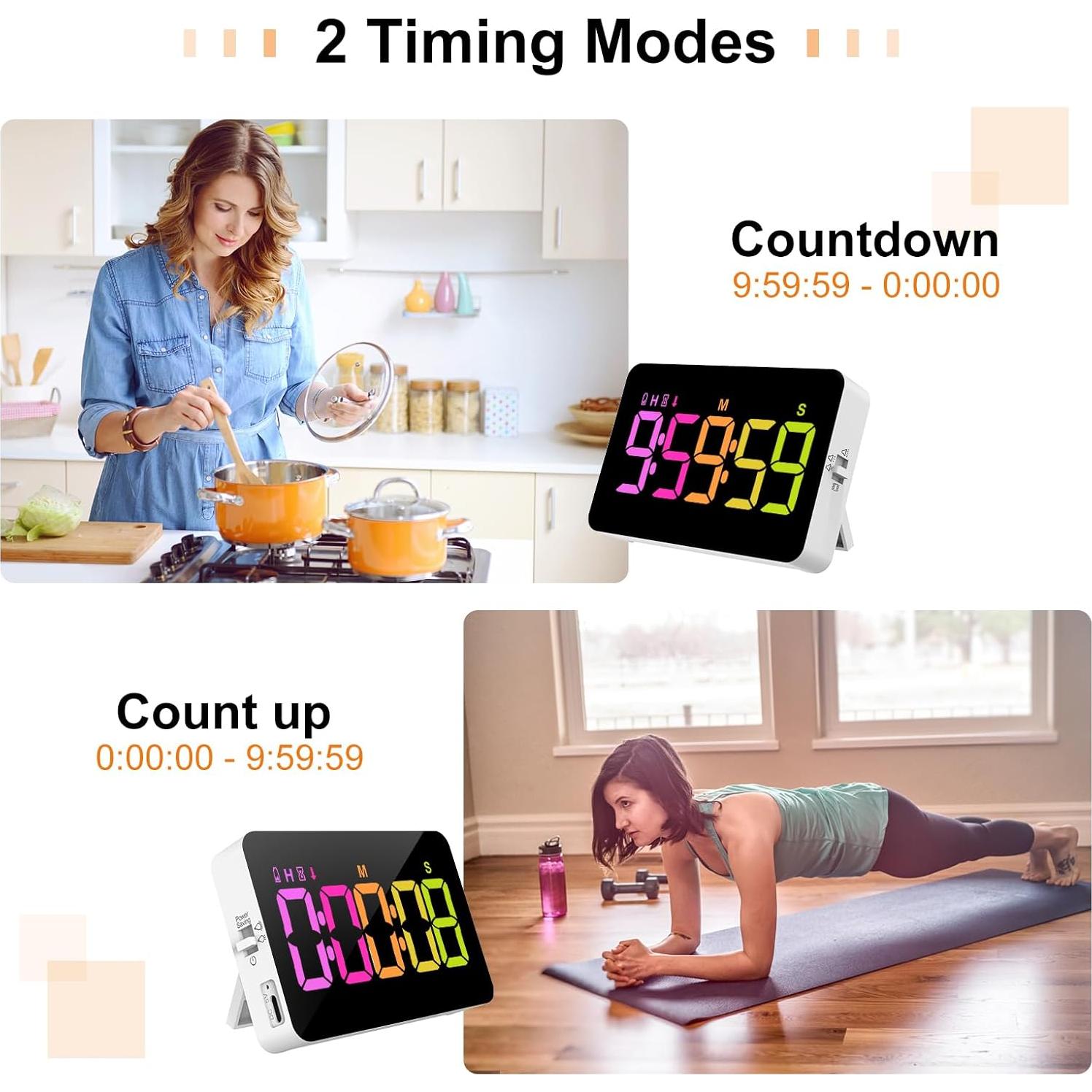 Temporizador Digital de Cocina PERSUPER 10 Horas RGB 5"