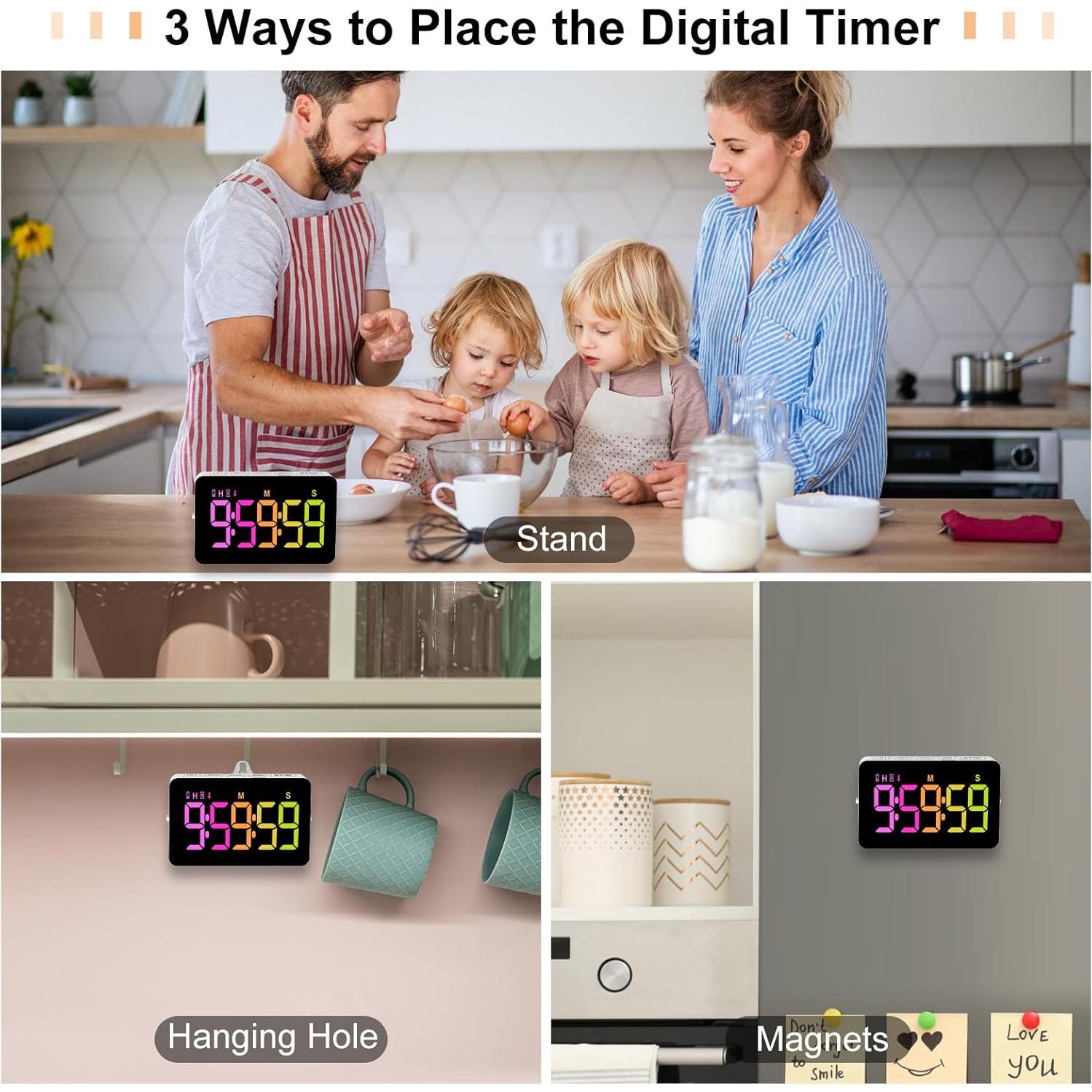Temporizador Digital de Cocina PERSUPER 10 Horas RGB 5"