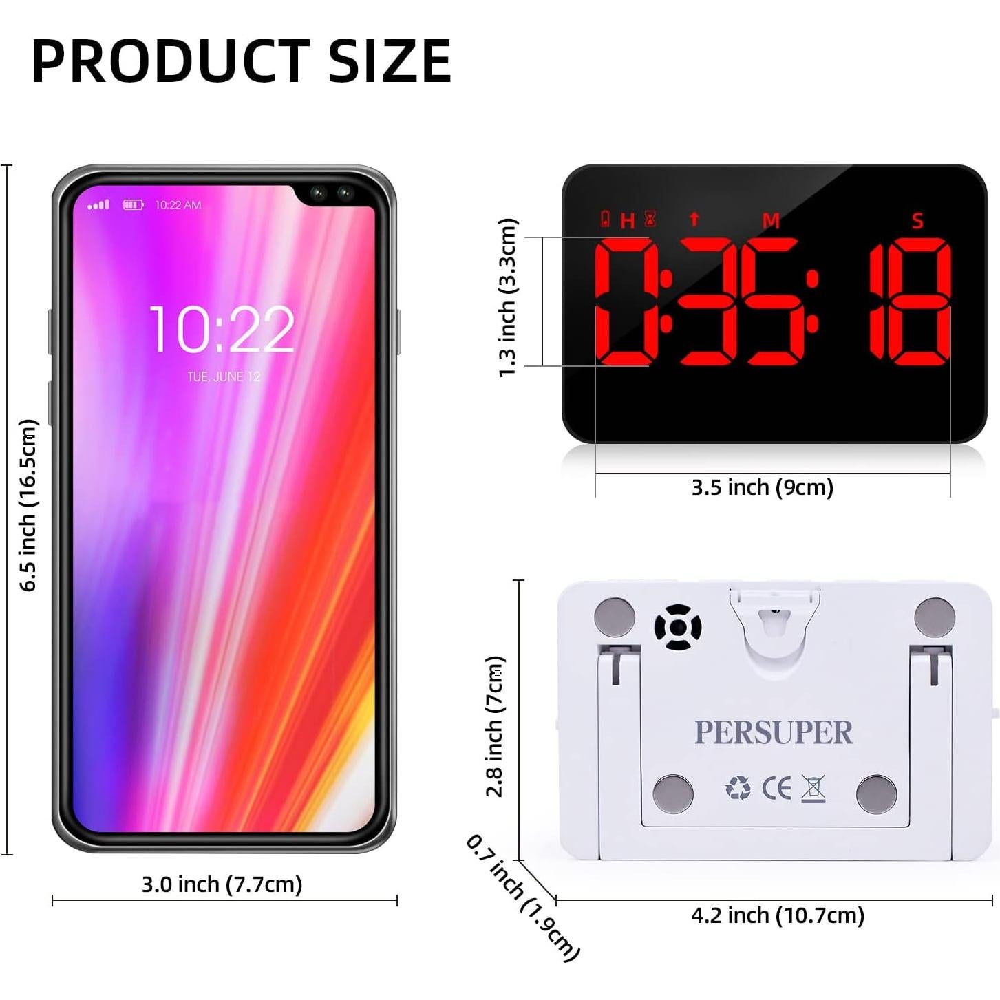 Temporizador Digital de Cocina PERSUPER 10 Horas RGB 5"