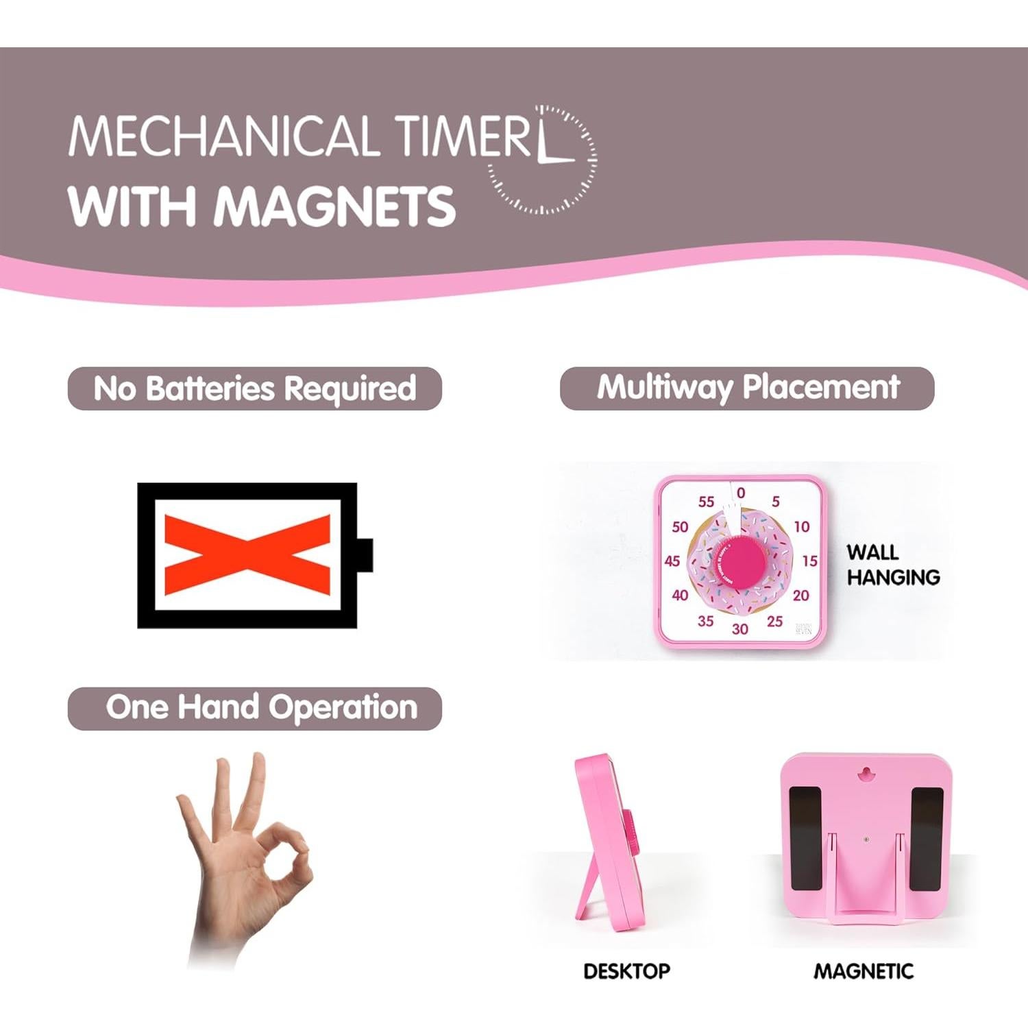 Temporizador Visual TWENTY5 SEVEN 19.05 cm Donut Rosa