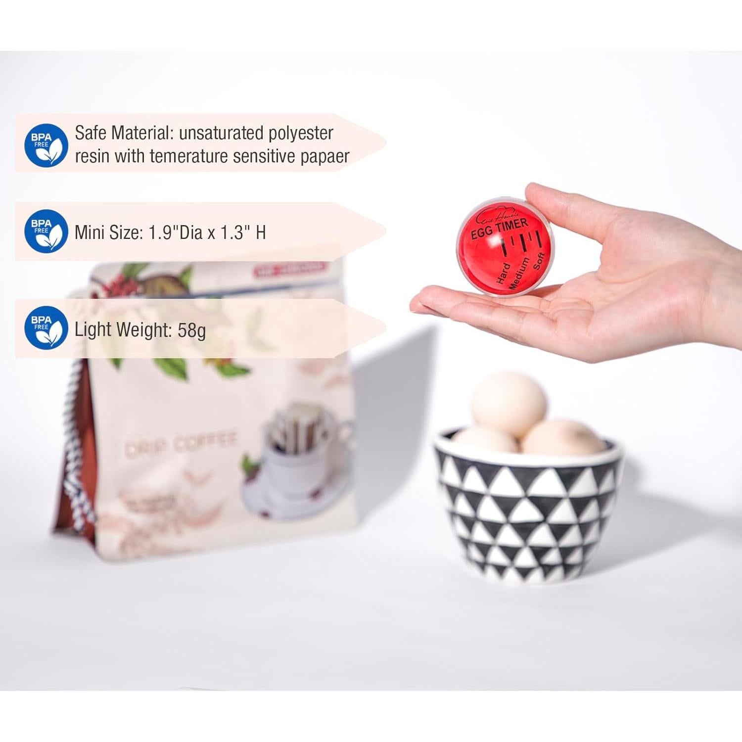 Temporizador de Huevos Esie Houzie - 2 Piezas Color Rojo y Azul