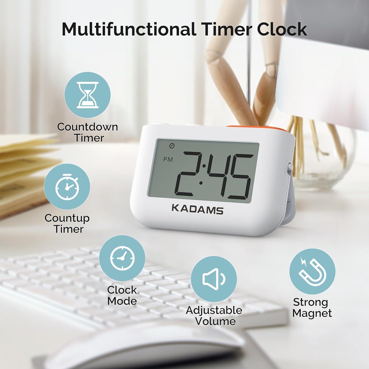Reloj Digital de Cocina KADAMS con Temporizador y Soporte Plegable