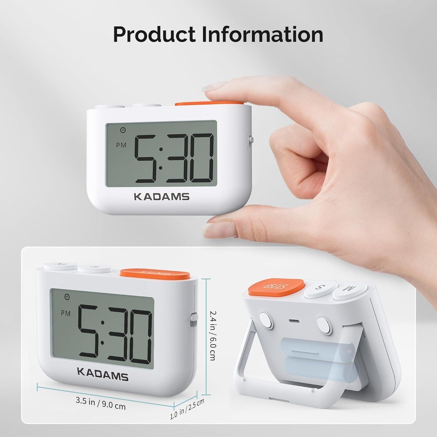 Reloj Digital de Cocina KADAMS con Temporizador y Soporte Plegable