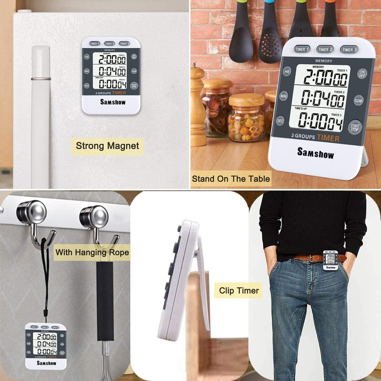 Temporizadores Digitales de Cocina Samshow 2 Pack Triple LCD