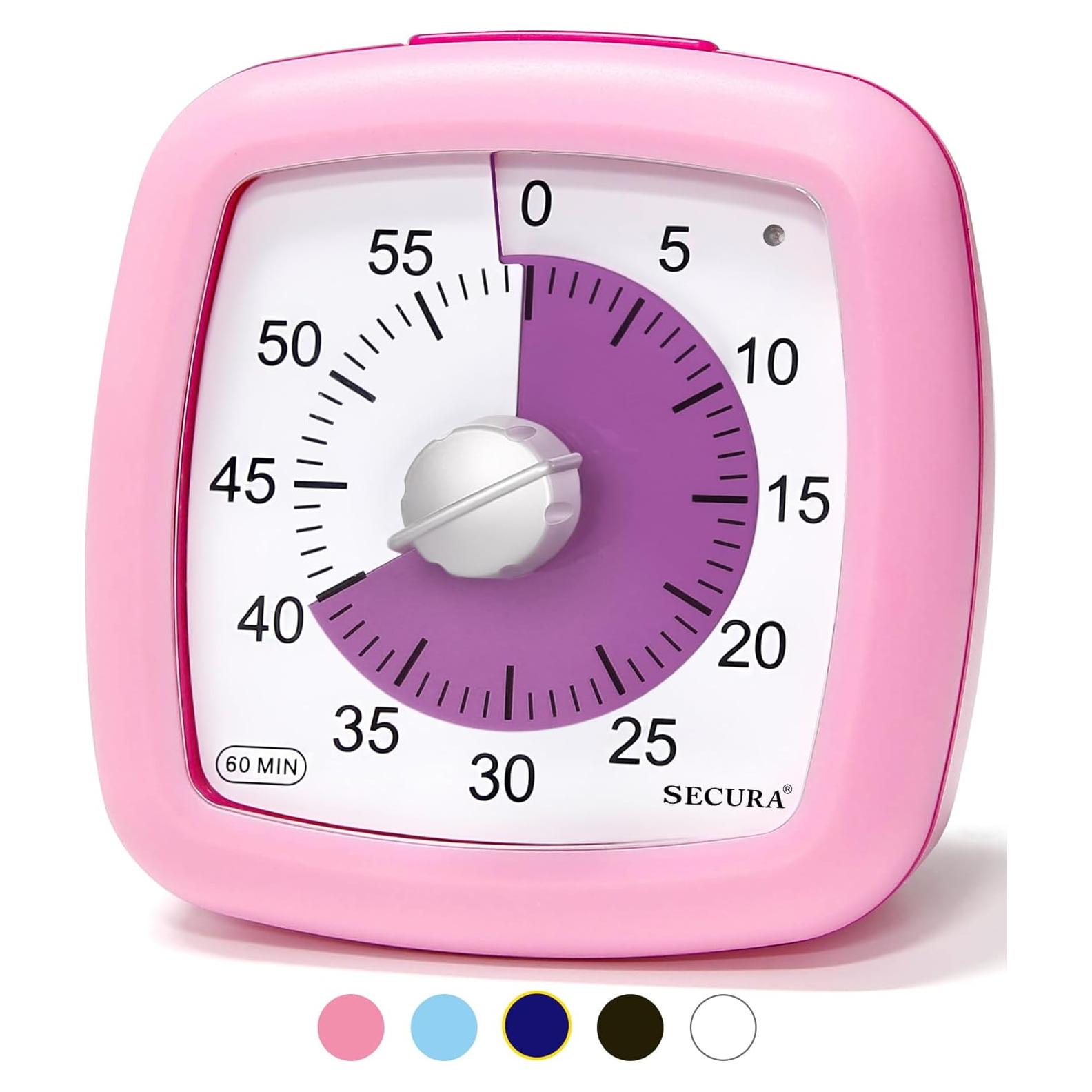 Temporizador Visual Secura 60 Minutos Rosa Sin Tictac