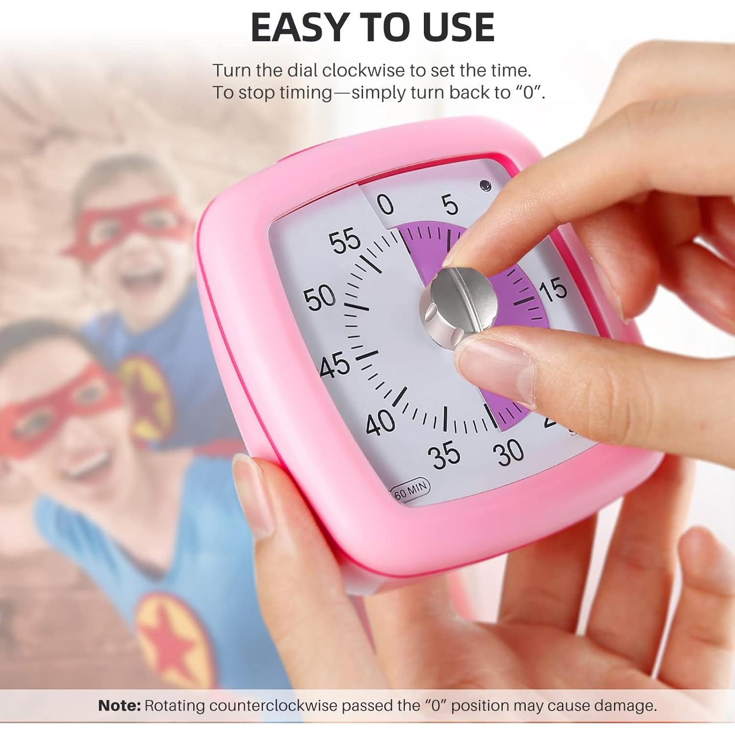 Temporizador Visual Secura 60 Minutos Rosa Sin Tictac