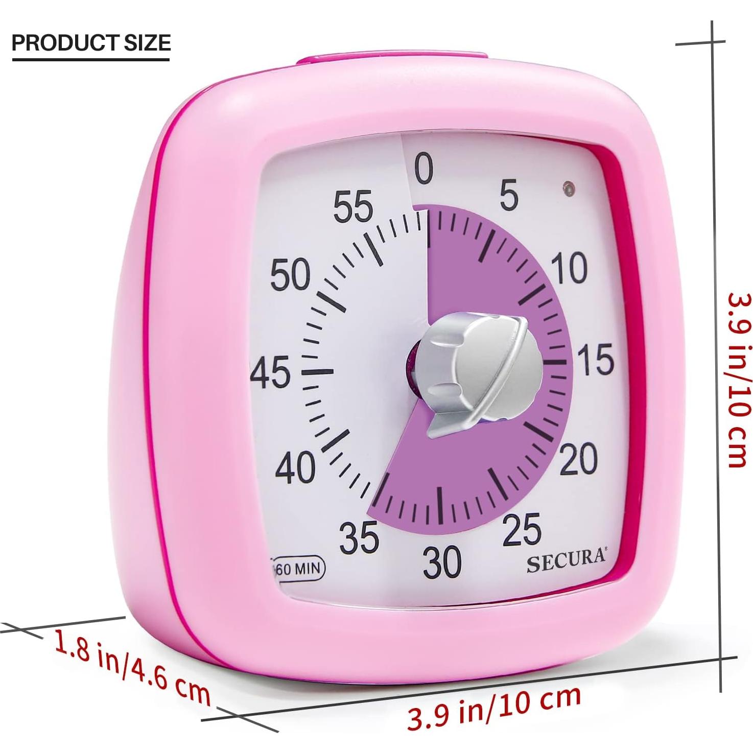 Temporizador Visual Secura 60 Minutos Rosa Sin Tictac