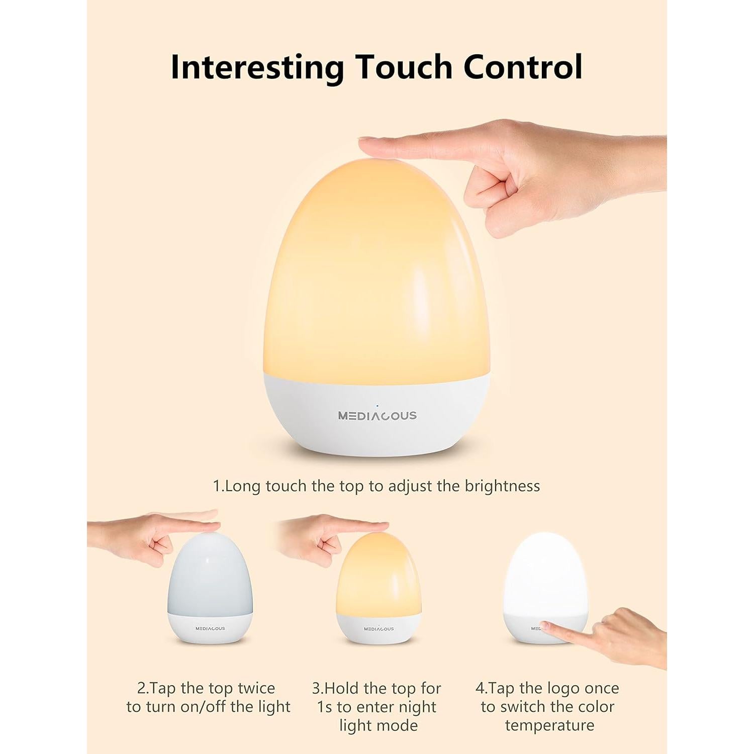 Luz Nocturna MediAcous LED Recargable para Bebés 200H