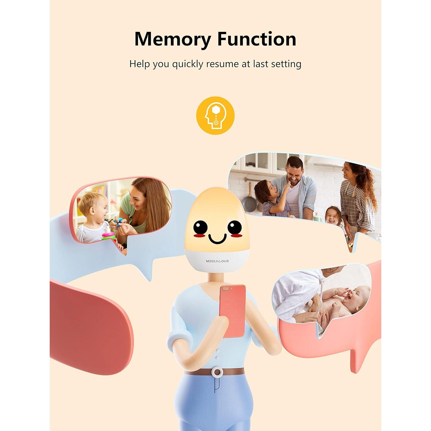 Luz Nocturna MediAcous LED Recargable para Bebés 200H