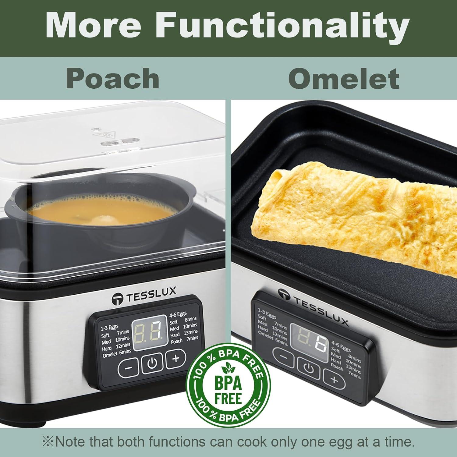 Cocedor de Huevos Eléctrico Tesslux TXEC-2409, 6 Huevos