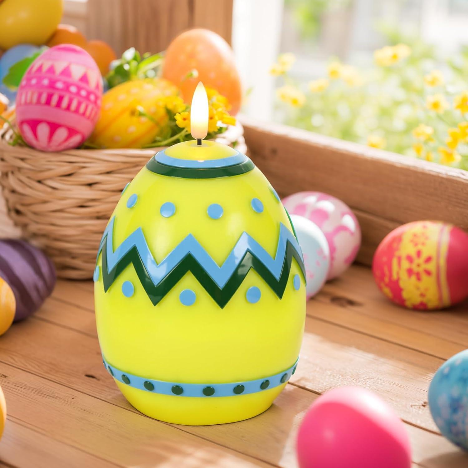 Velas LED Sin Llama Eldnacele Huevo Amarillo 16 cm con Temporizador