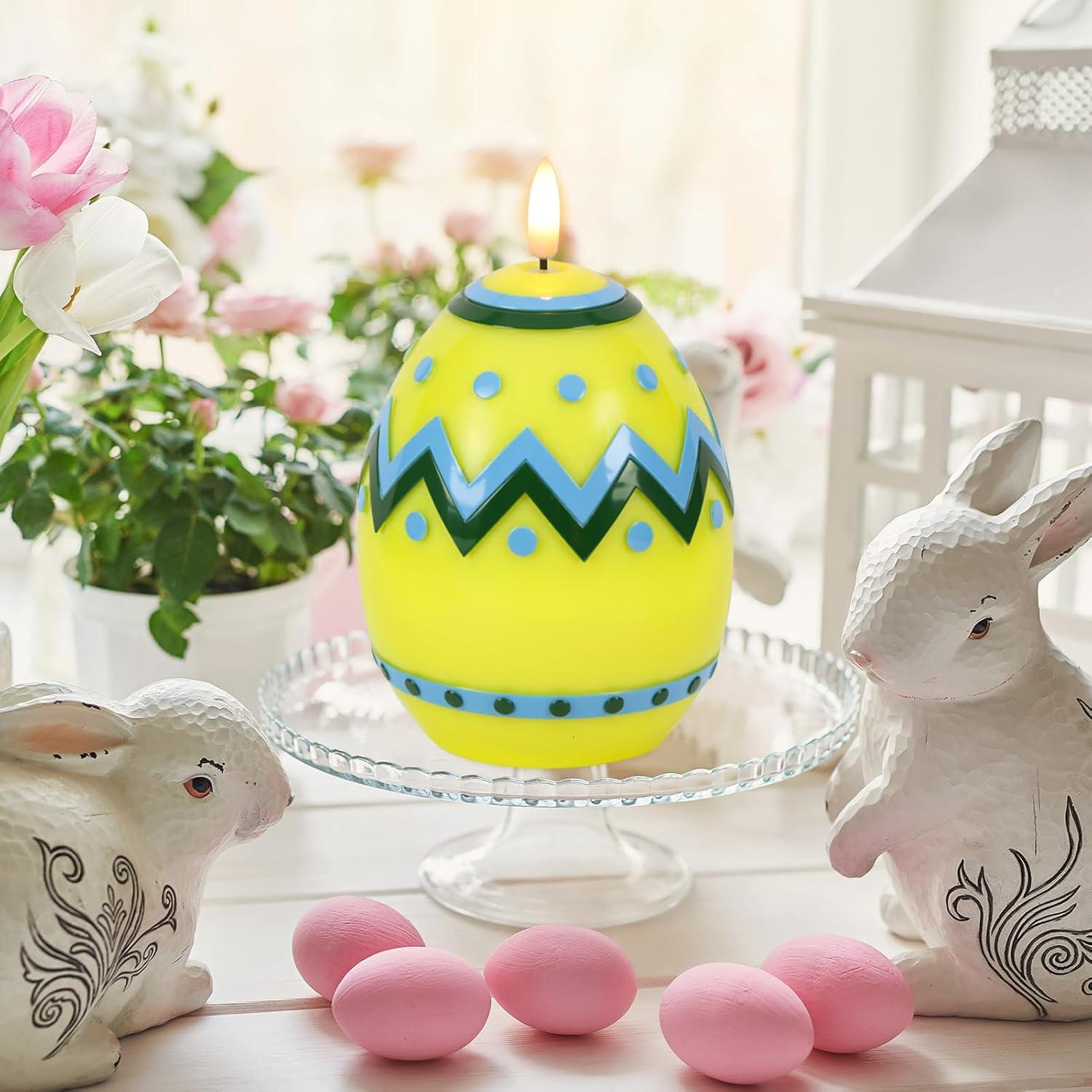 Velas LED Sin Llama Eldnacele Huevo Amarillo 16 cm con Temporizador