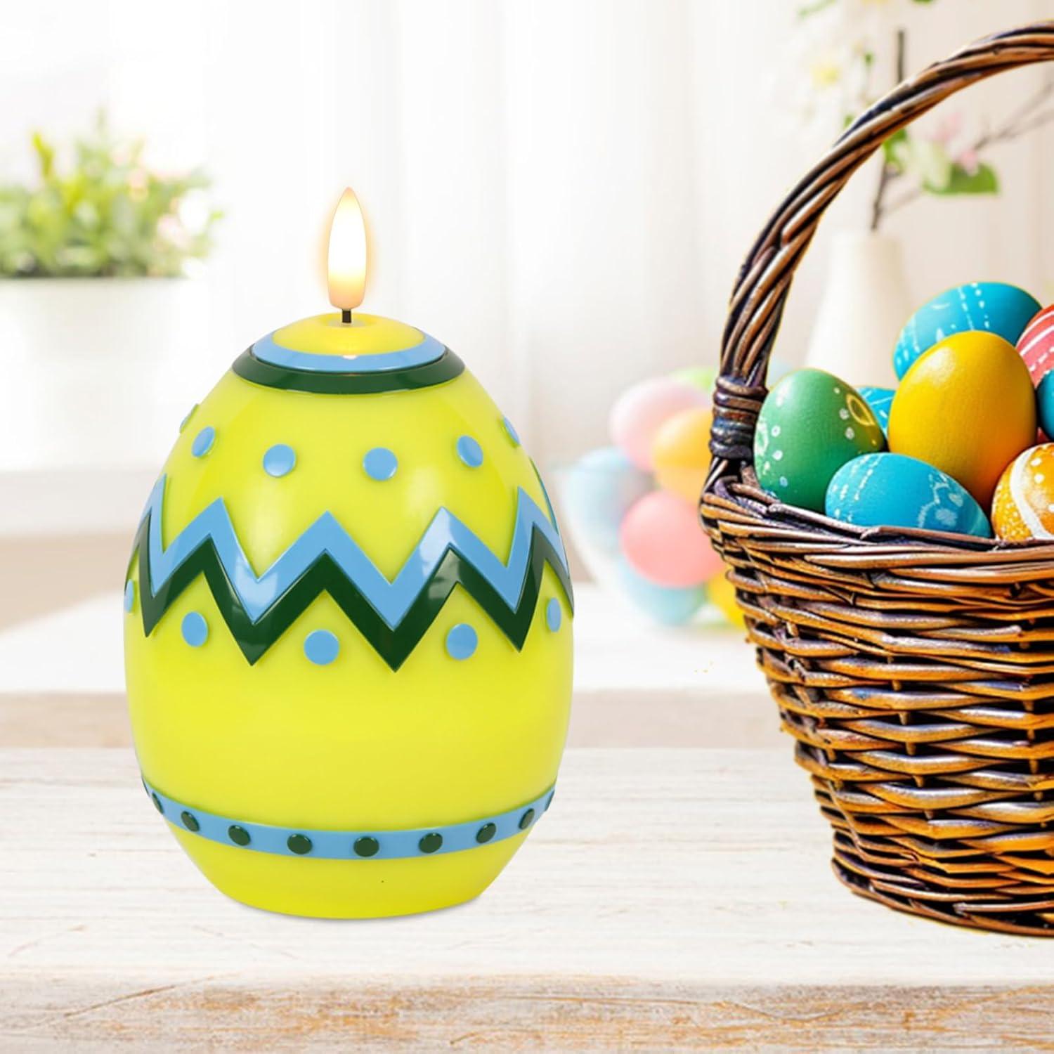 Velas LED Sin Llama Eldnacele Huevo Amarillo 16 cm con Temporizador