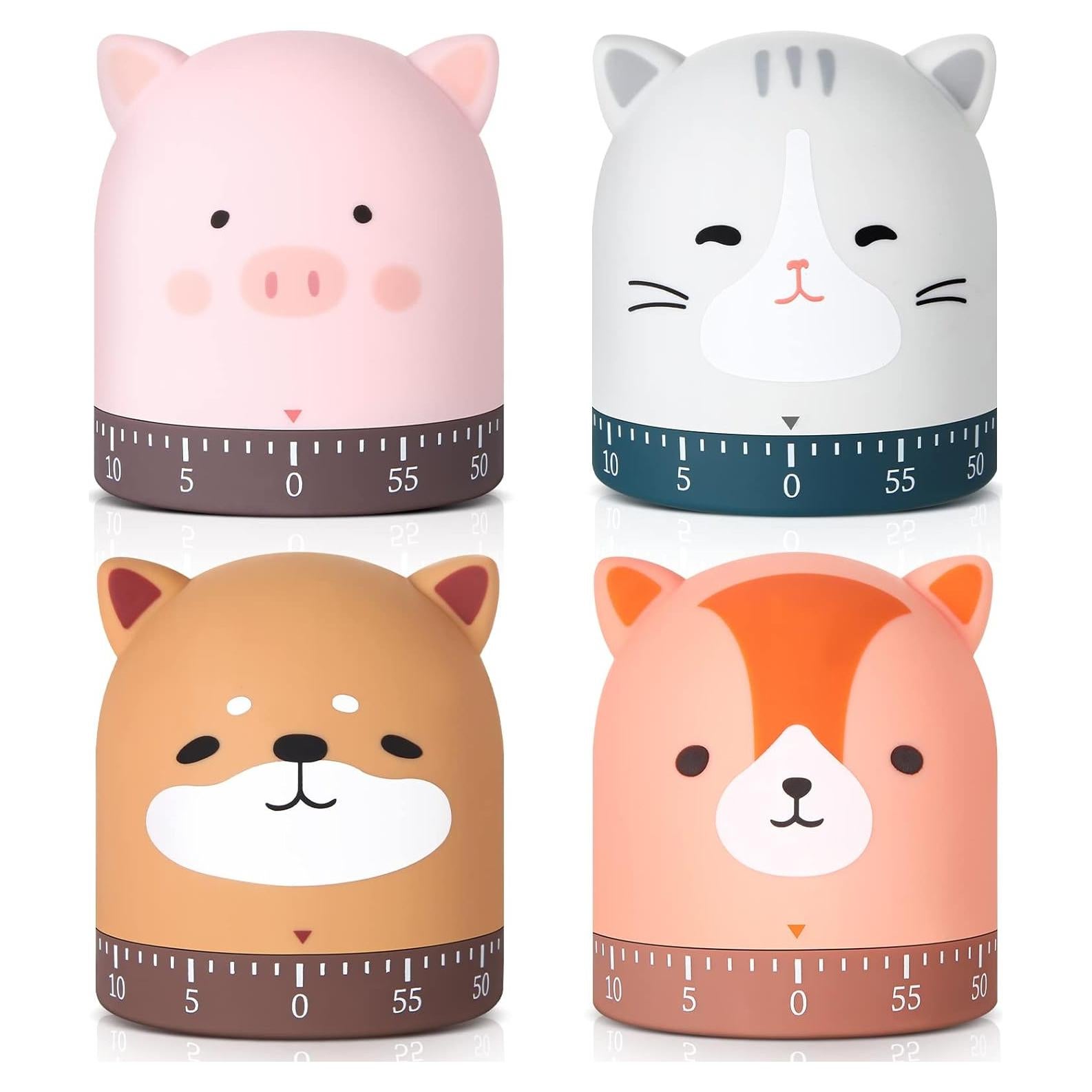 Temporizador de Cocina Mecánico Queekay 4 Pcs Animales 60 Min