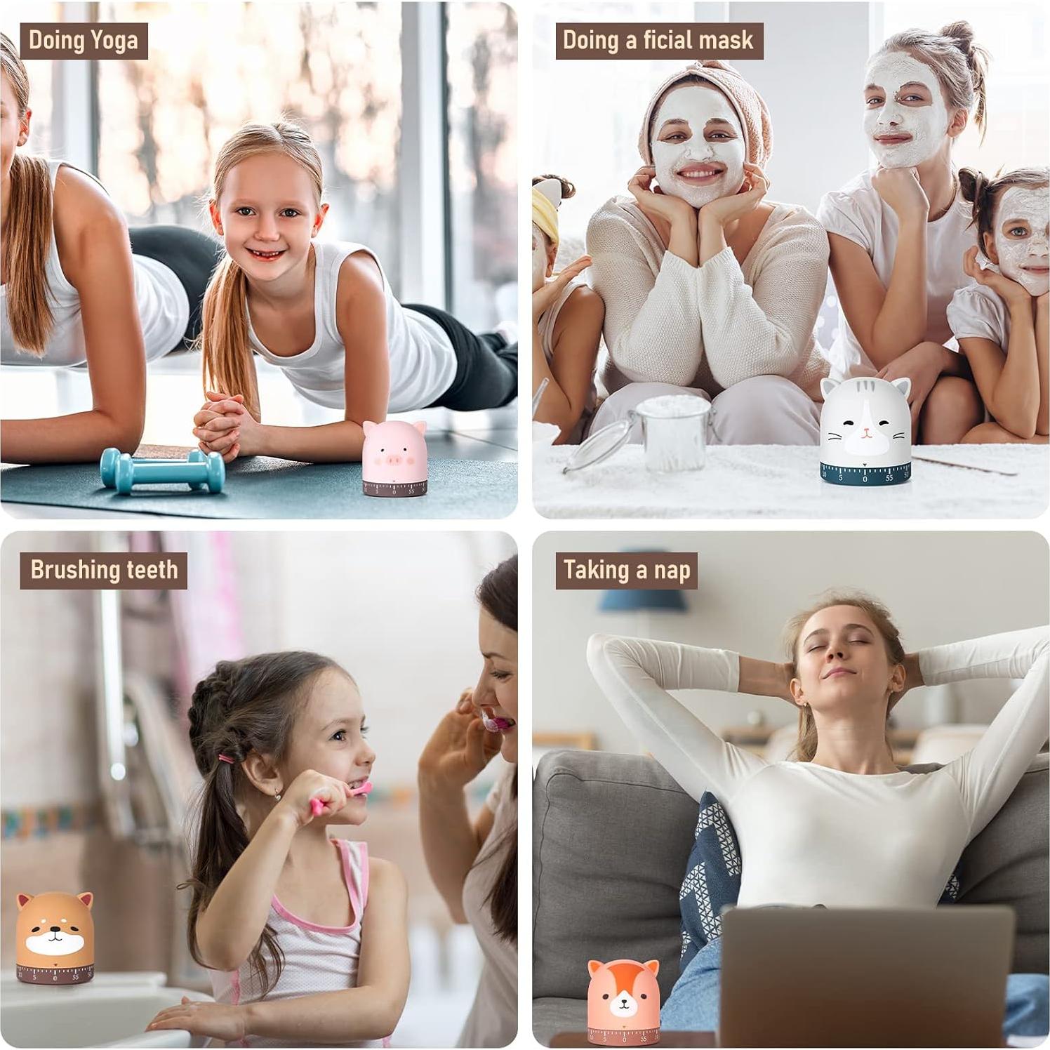 Temporizador de Cocina Mecánico Queekay 4 Pcs Animales 60 Min