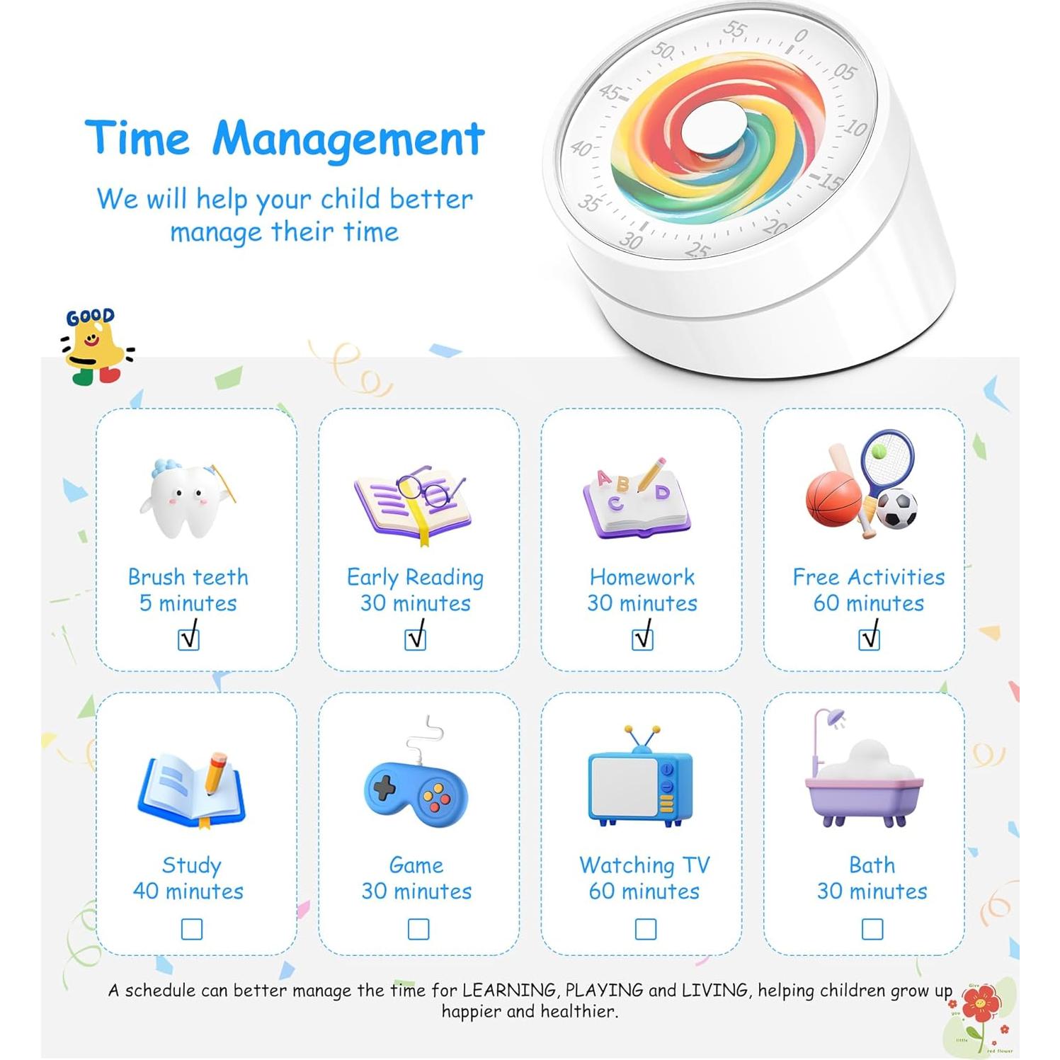 Temporizador Visual Rosenpatio para Niños 60 Minutos Piruleta