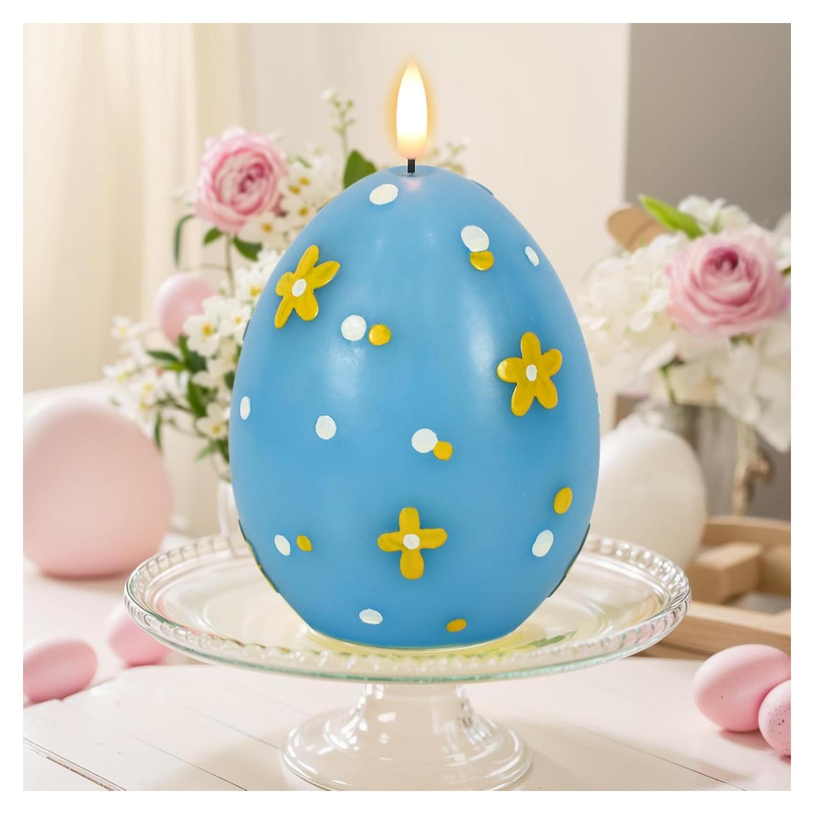 Vela Sin Llama de Pascua DRomance Azul 6.1 cm x 16 cm LED