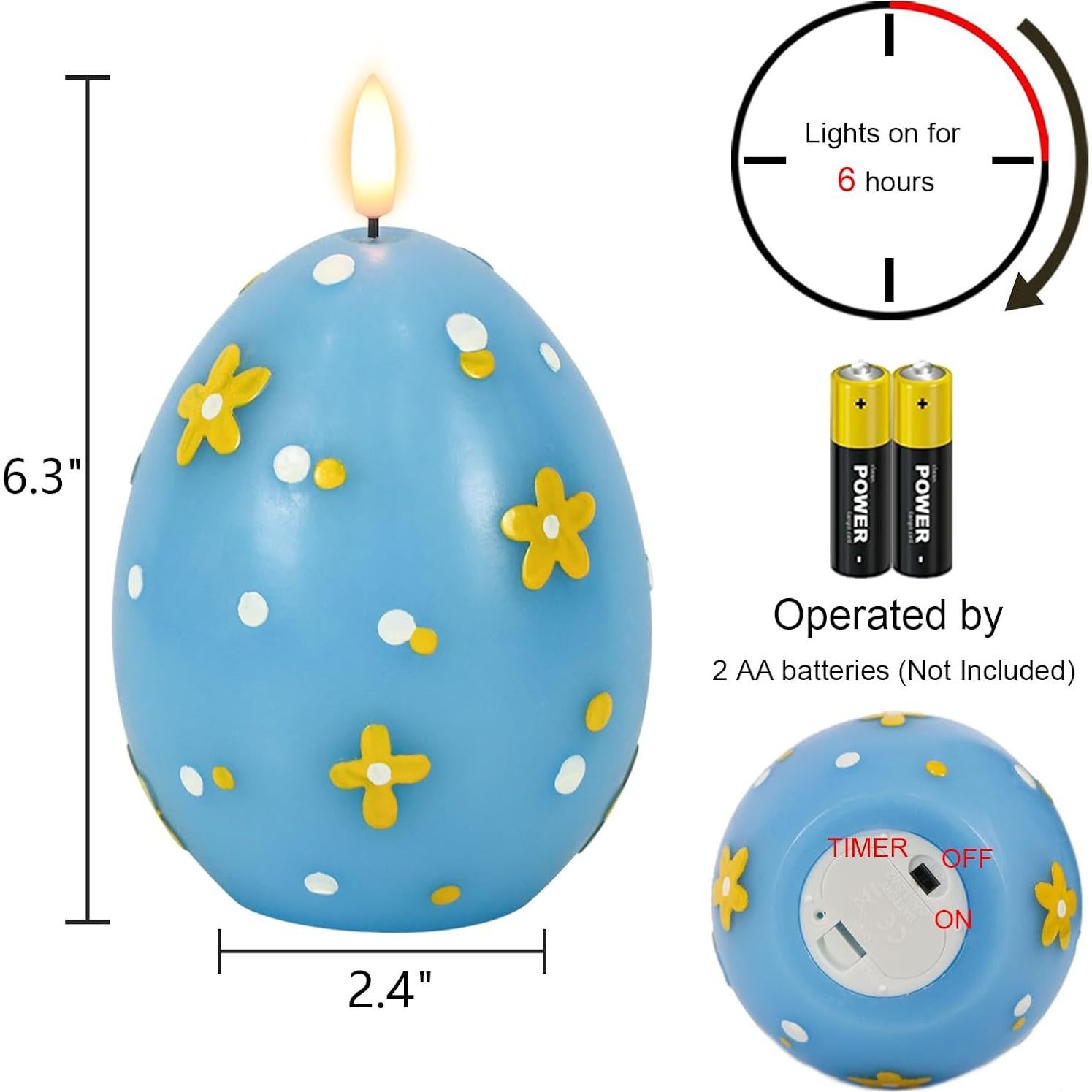 Vela Sin Llama de Pascua DRomance Azul 6.1 cm x 16 cm LED