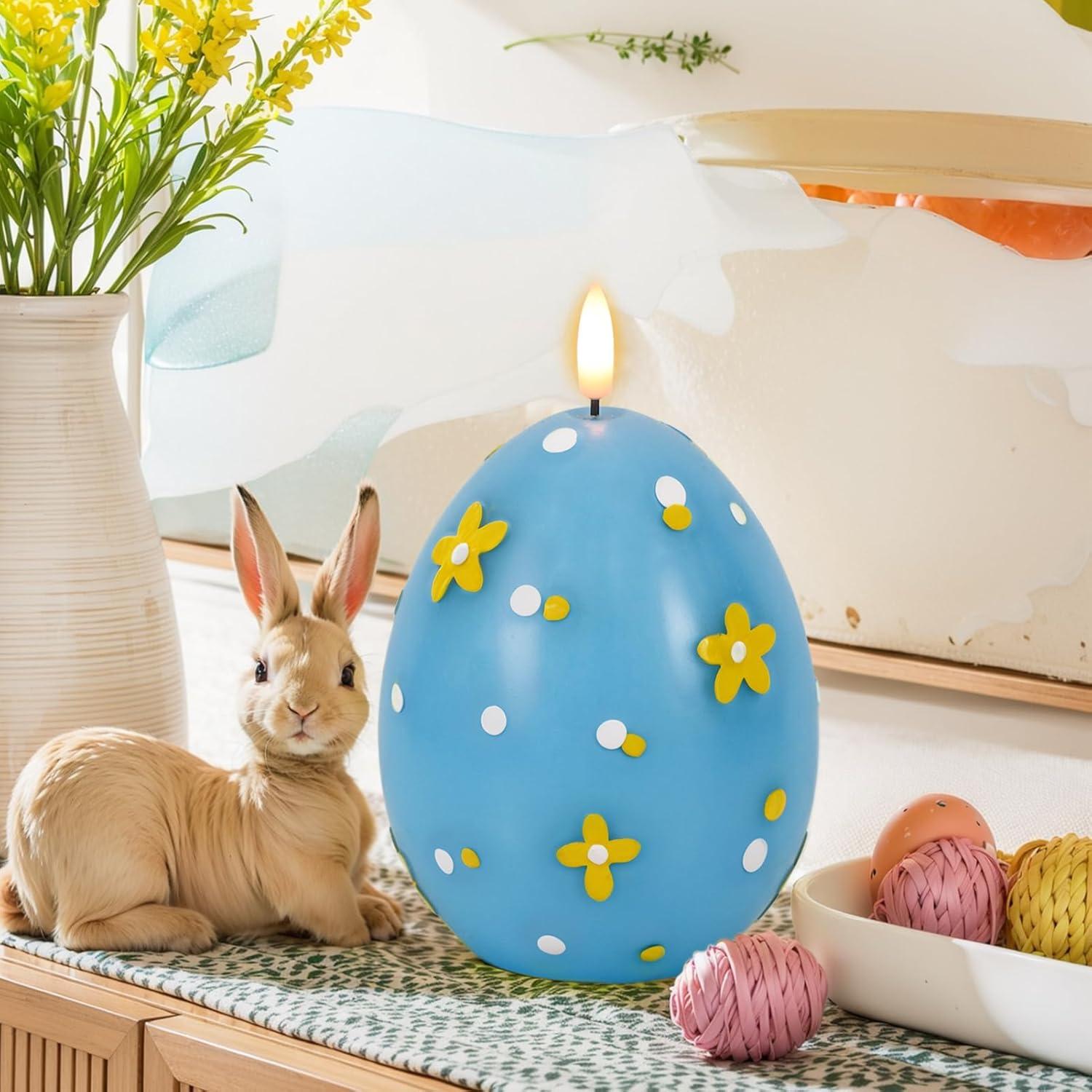 Vela Sin Llama de Pascua DRomance Azul 6.1 cm x 16 cm LED