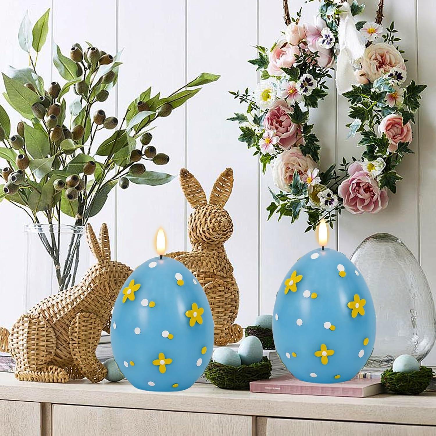 Vela Sin Llama de Pascua DRomance Azul 6.1 cm x 16 cm LED