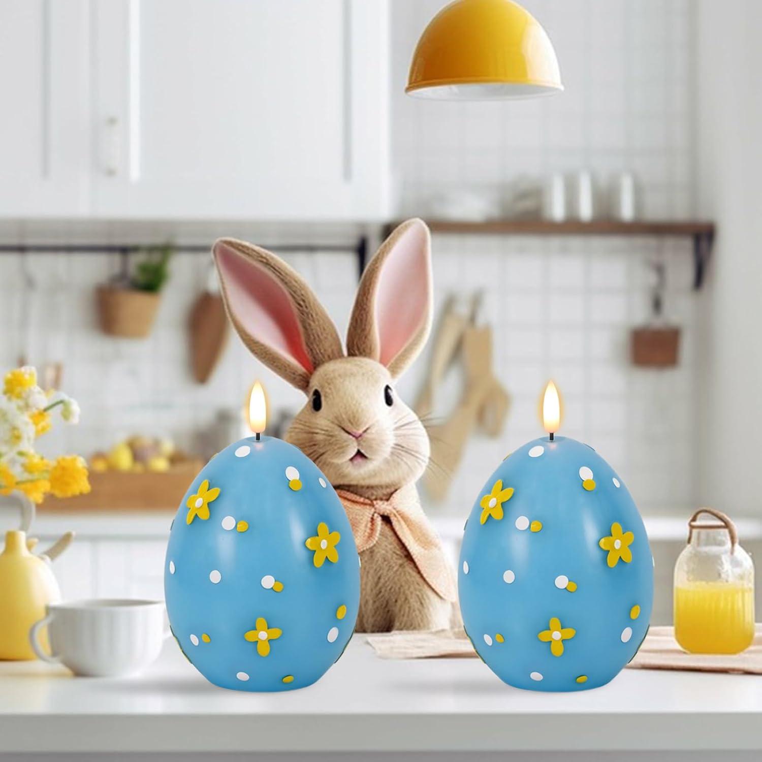 Vela Sin Llama de Pascua DRomance Azul 6.1 cm x 16 cm LED